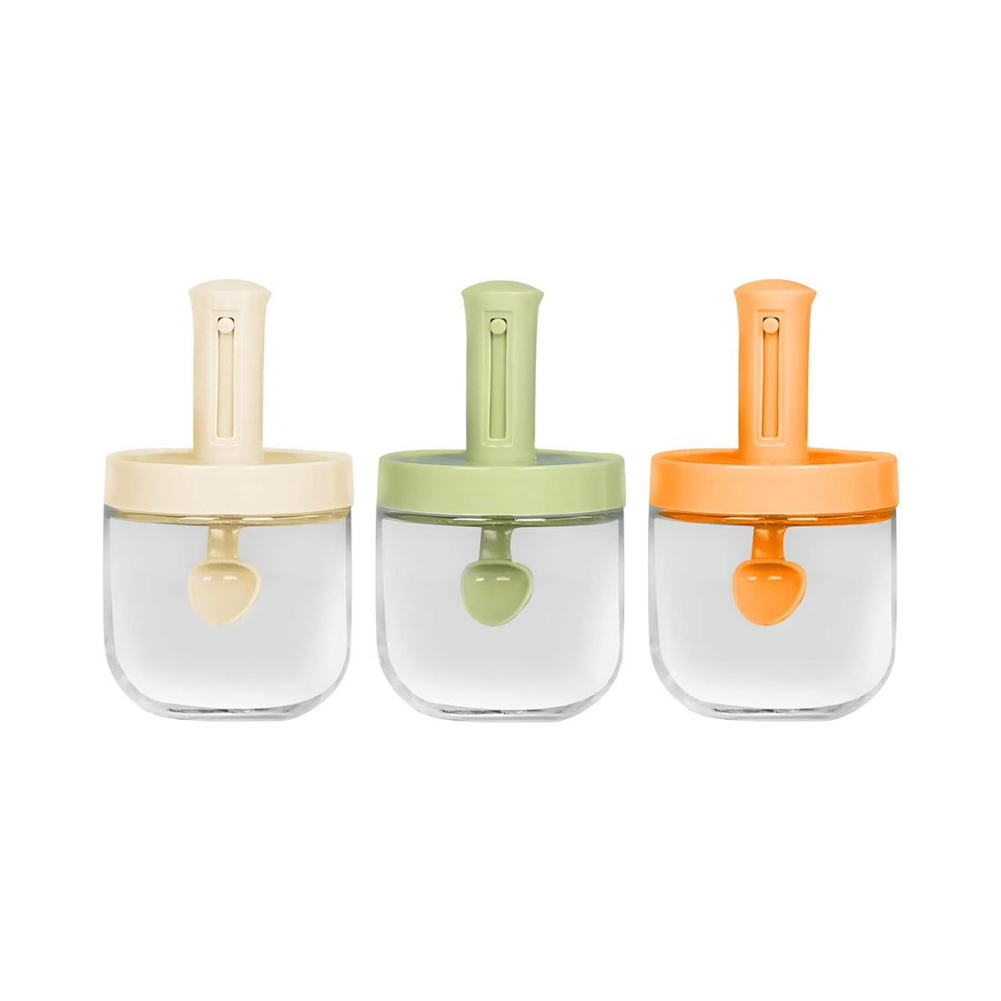 Telescopic Jar - Unique 300ml Spice Storage Solution with Lid and Spoon, Perfect for Sugar, Salt, and Seasonings, Beautiful Multicolor Design for Kitchen Counters (3PCS)