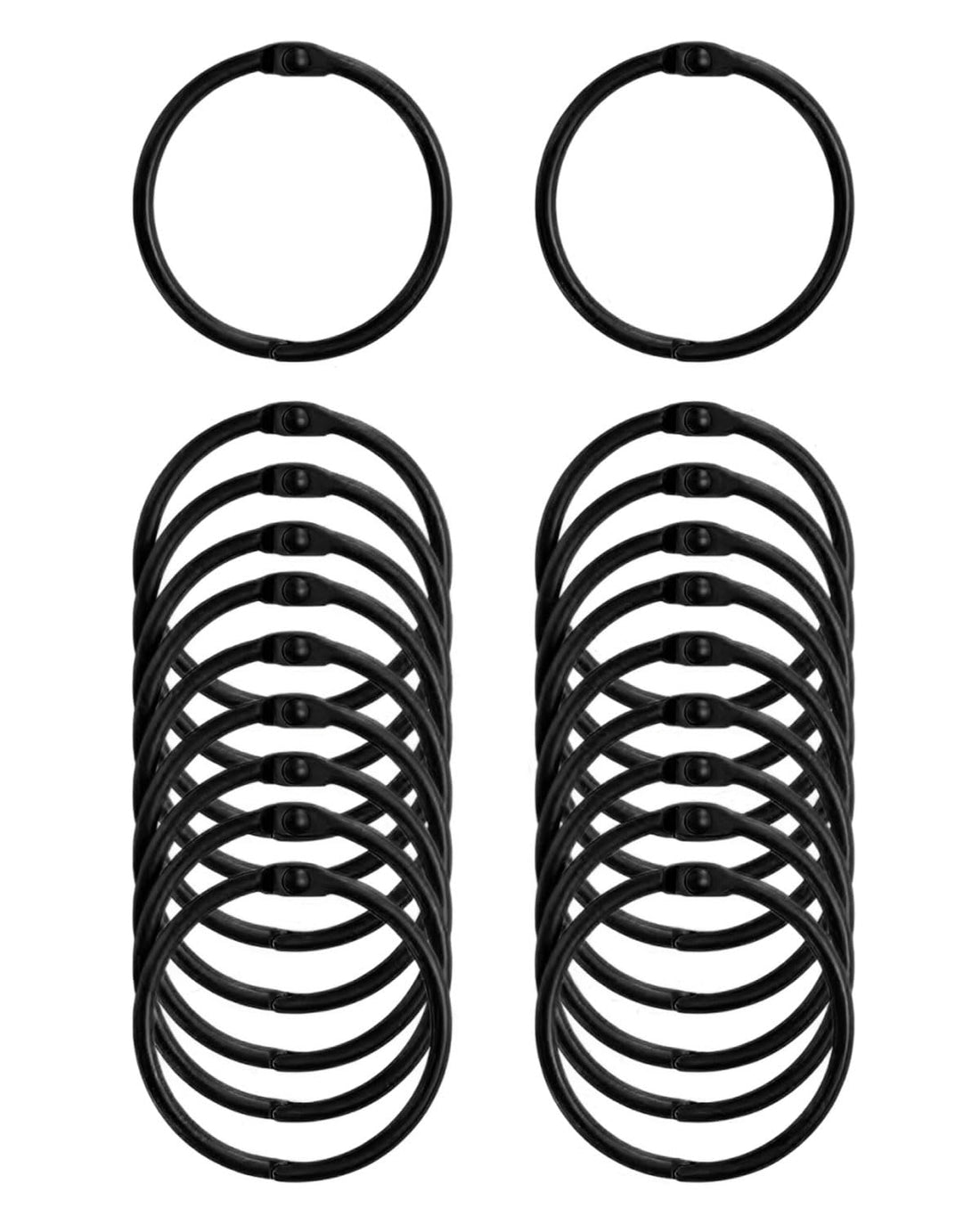 20 Pcs Binder Rings, 30mm Index Card Rings, Metal Binder Rings, Book Rings, Loose Leaf Connectors for Photo Albums (Black 45MM)