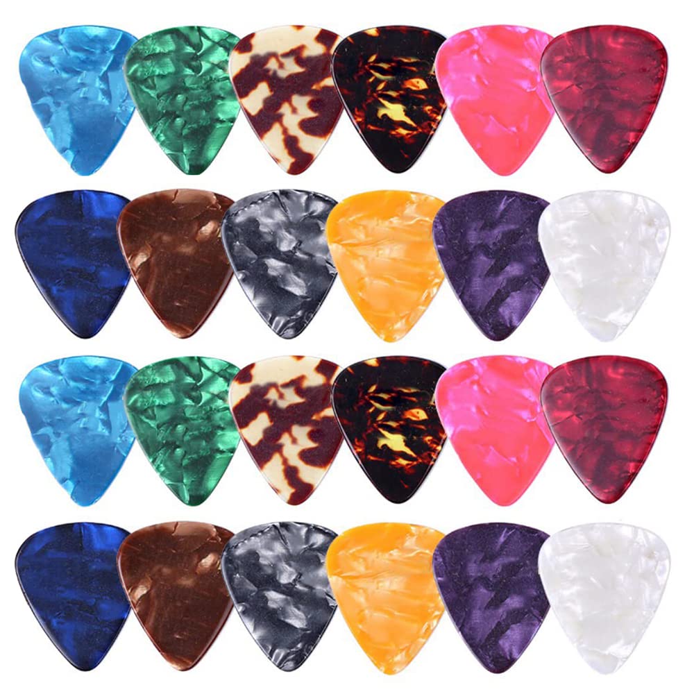 Guitar Picks 24PCS Heart-shape Guitar Picks Plectrums Acoustic Set Celluloid Plectrum Pick Thin Mixed Color for Electric Acoustic Bass Ukulele Guitar