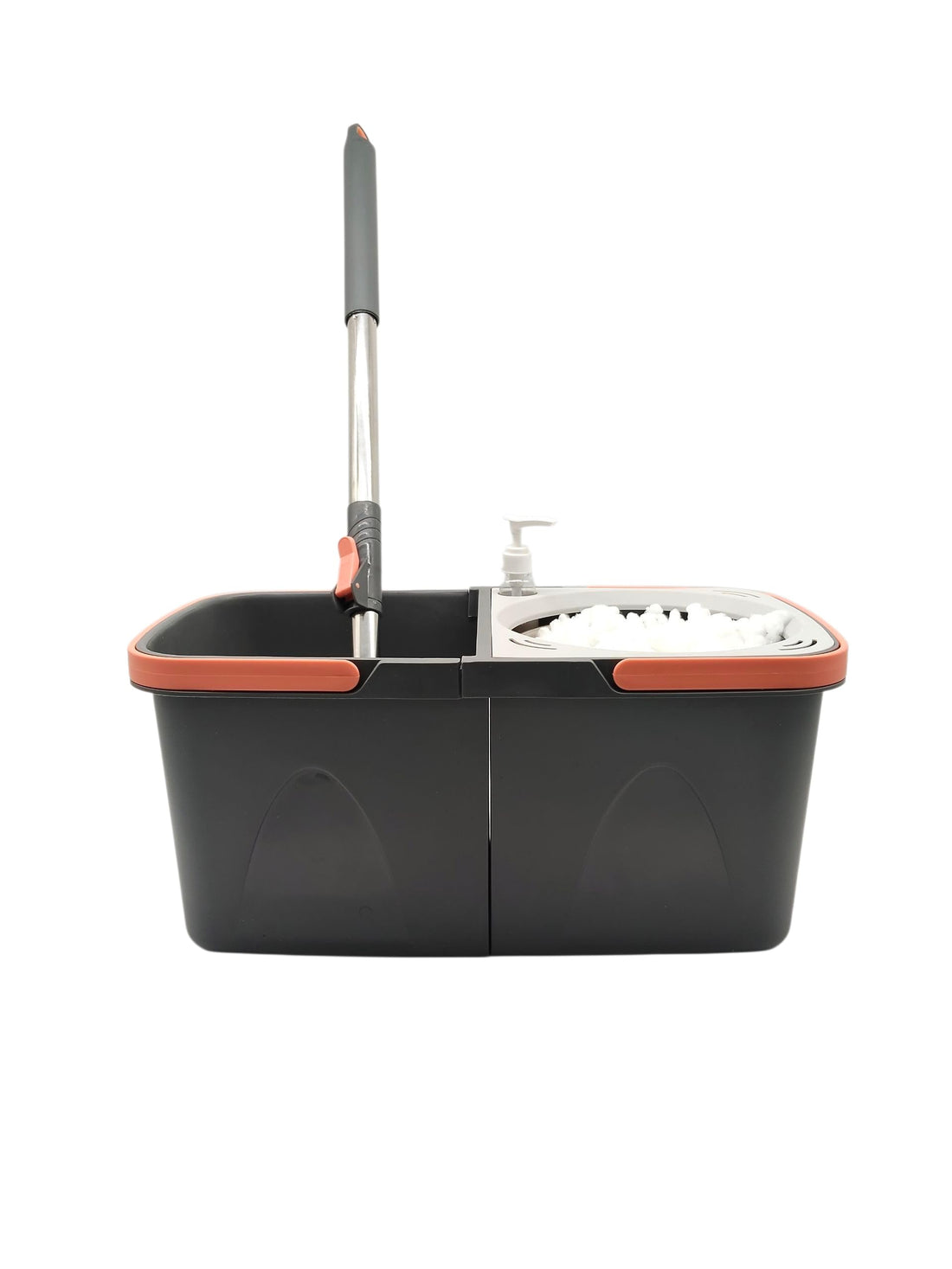 Generic Plastic Bucket with 2 Replacements and Squeezer - Dark Grey