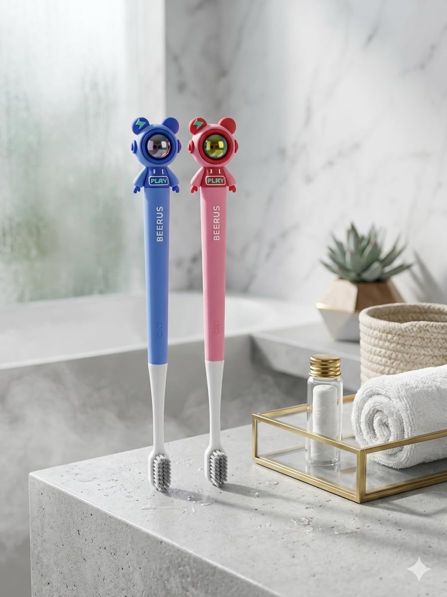 3D Cartoon Character Toothbrush with Ergonomic Handle and Protective Vacuum Packaging for Daily Oral Care Maintenance and Personal Hygiene Support
