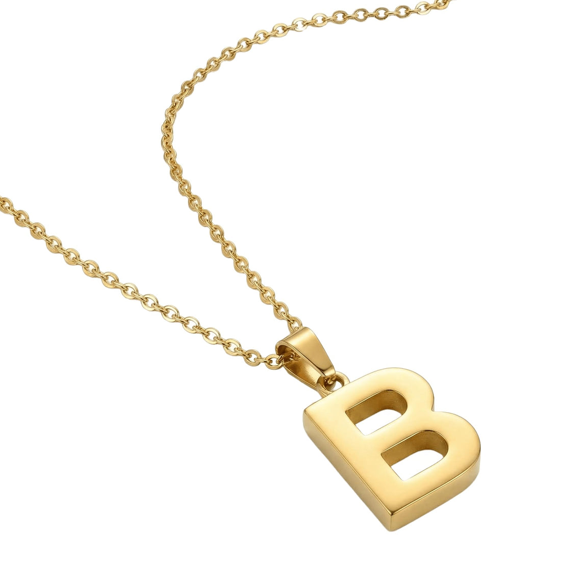 Dainty Letter "B" Necklace | Smooth 18K Gold Plated Alphabet Letter Chain | Personalized Jewelry for Women and Girls | Unique Gift Stainless Steel