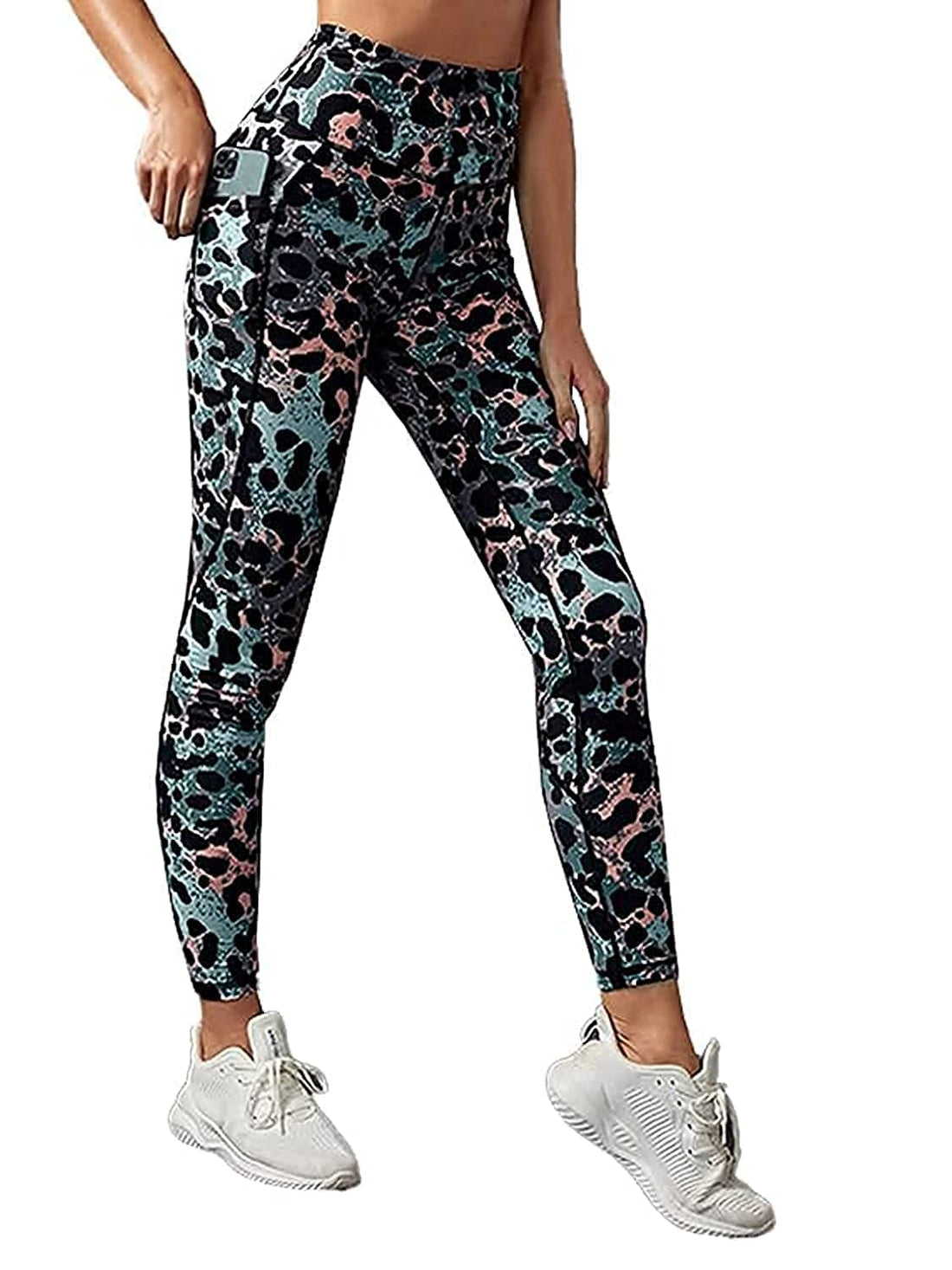 Sport Printed Leggings - Side Pocket High Waist Leggings - Women's