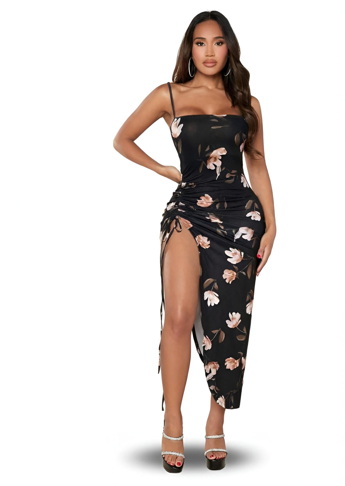 Bodycon Dress - Floral Print Short Sleeve Cami Mini Dress for Summer Casual Outings Party Wear Elegant Tight Fit Women Clothing