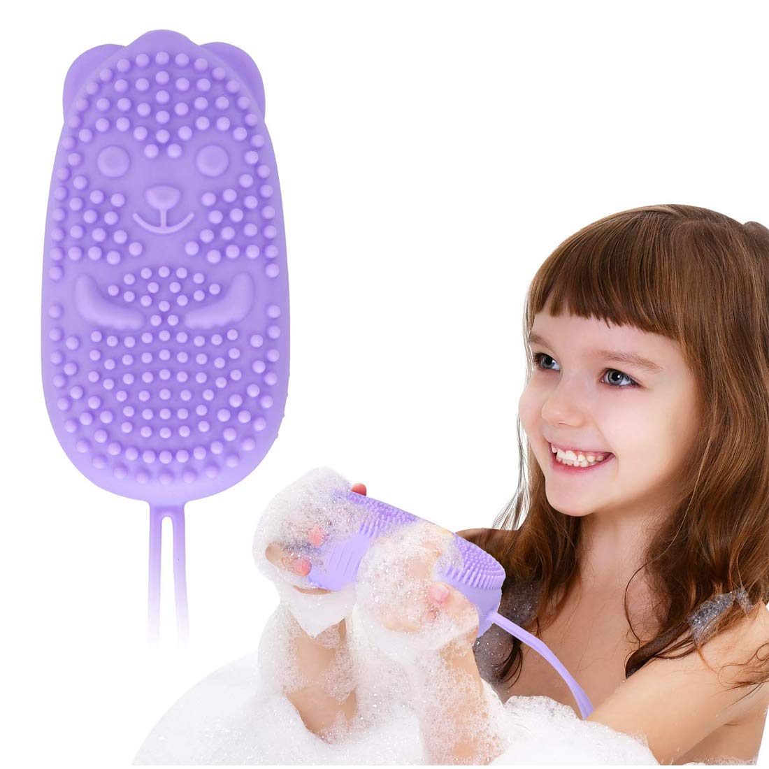 Bubble Bath Brush, Silicone Bath Body Brush,Body Brush Double Side Brush Quick Foaming Bubble,for Sensitive and all Kinds of Skin(Purple)