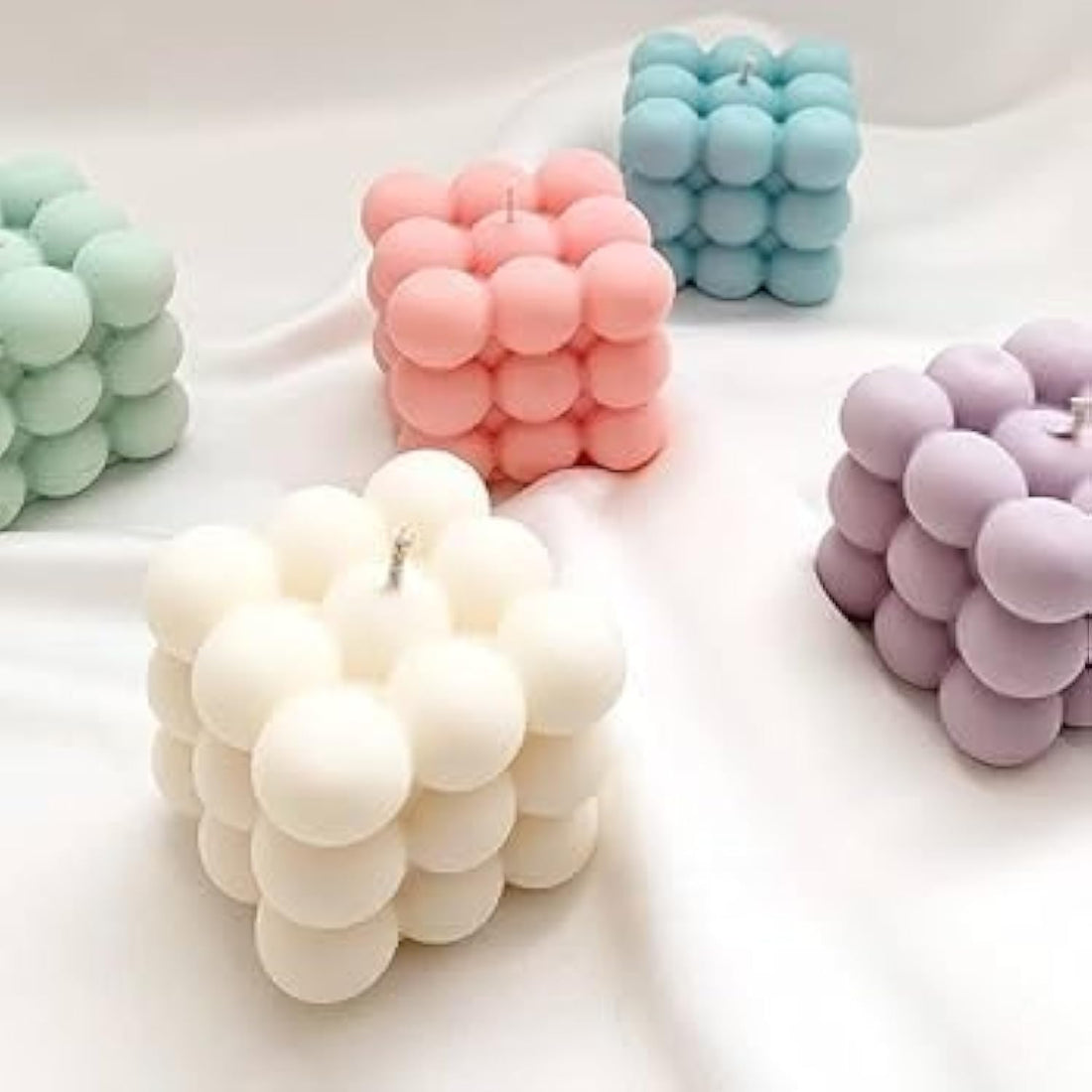 4 Bubble Candle - Cube Soy Wax Candles, Home Decor Candle, Scented Candle Set 4 Pieces, Home Use and Gifting