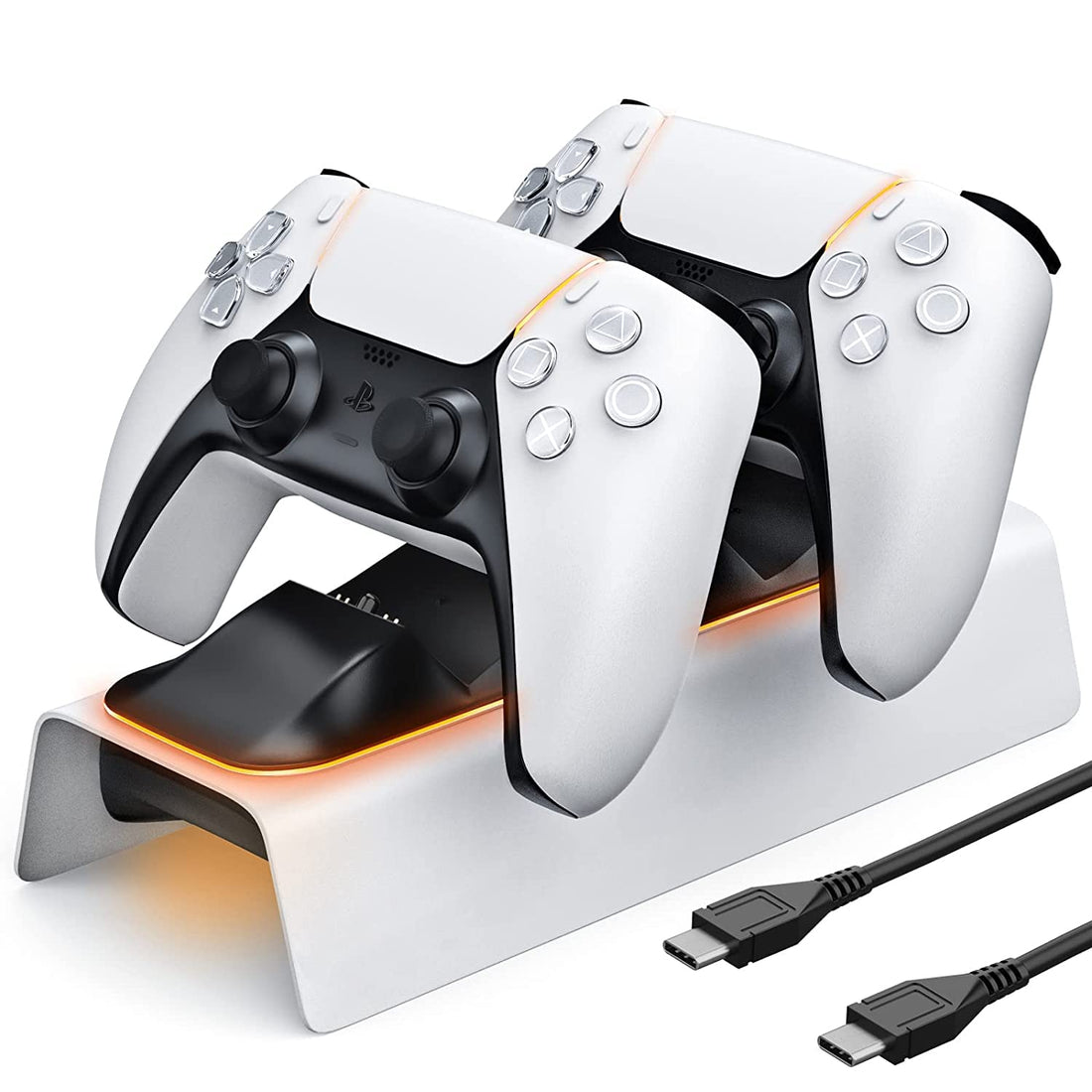 Arabest PS5 Controller Charger, PS5 Charging Station with Intelligent Chip in 3 Hrs Fast Type-C Charging, Dualsense Charging Stand Docking for Dual PS5 Controllers with LED Indicator