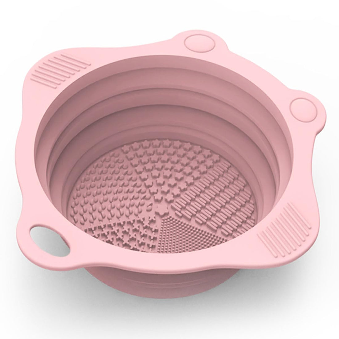 Foldable Silicone Makeup Brush Cleaner Pad Bowl, Portable Mat Scrubber Cleaning Tool for Makeup Brushes, Sponges, and Powder Puffs (Pink)