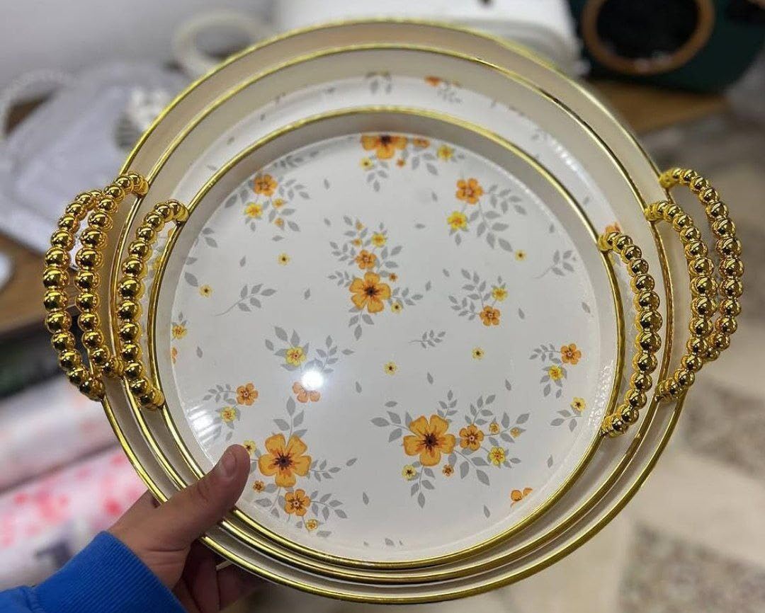 Flower Bubbles Melamine Tray Set – Elegance in Every Serve!