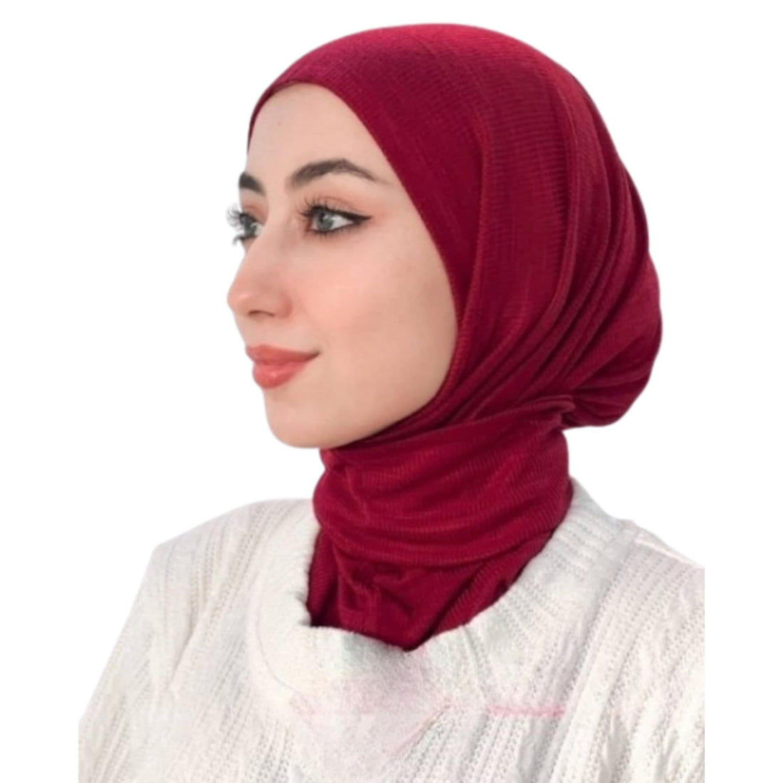 "Kuwaiti Classy Drawstring Snap Closure Anti-Rust Hijab - Solid Ribbed Kuwaiti Material Hijab One Piece Design Comfortable Easy To Wear Suitable For All Seasons