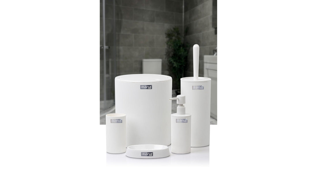 Okyanus 5-Piece Bathroom Set Mina Round White, OKY-430-B-Multicolor