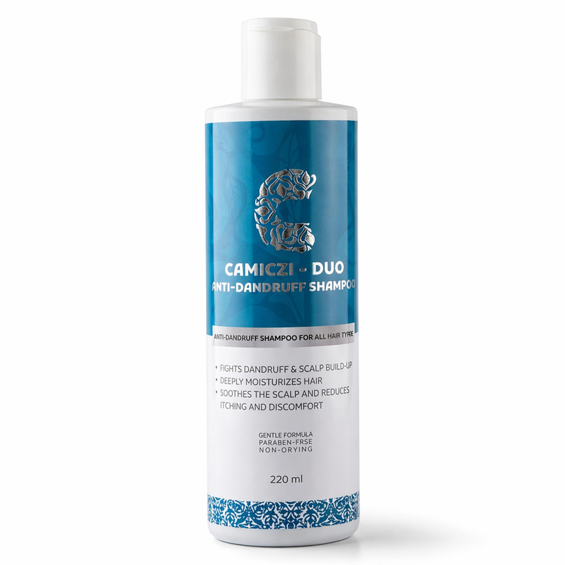 Camiczi-Duo Anti Dandruff Shampoo 220ml with Silicone Scalp Massager Brush – Scalp Balancing With Climbazole, Selenium Sulphide, Piroctone Olamine, Tea Tree & Salicylic Acid – Sulfate & Paraben Free