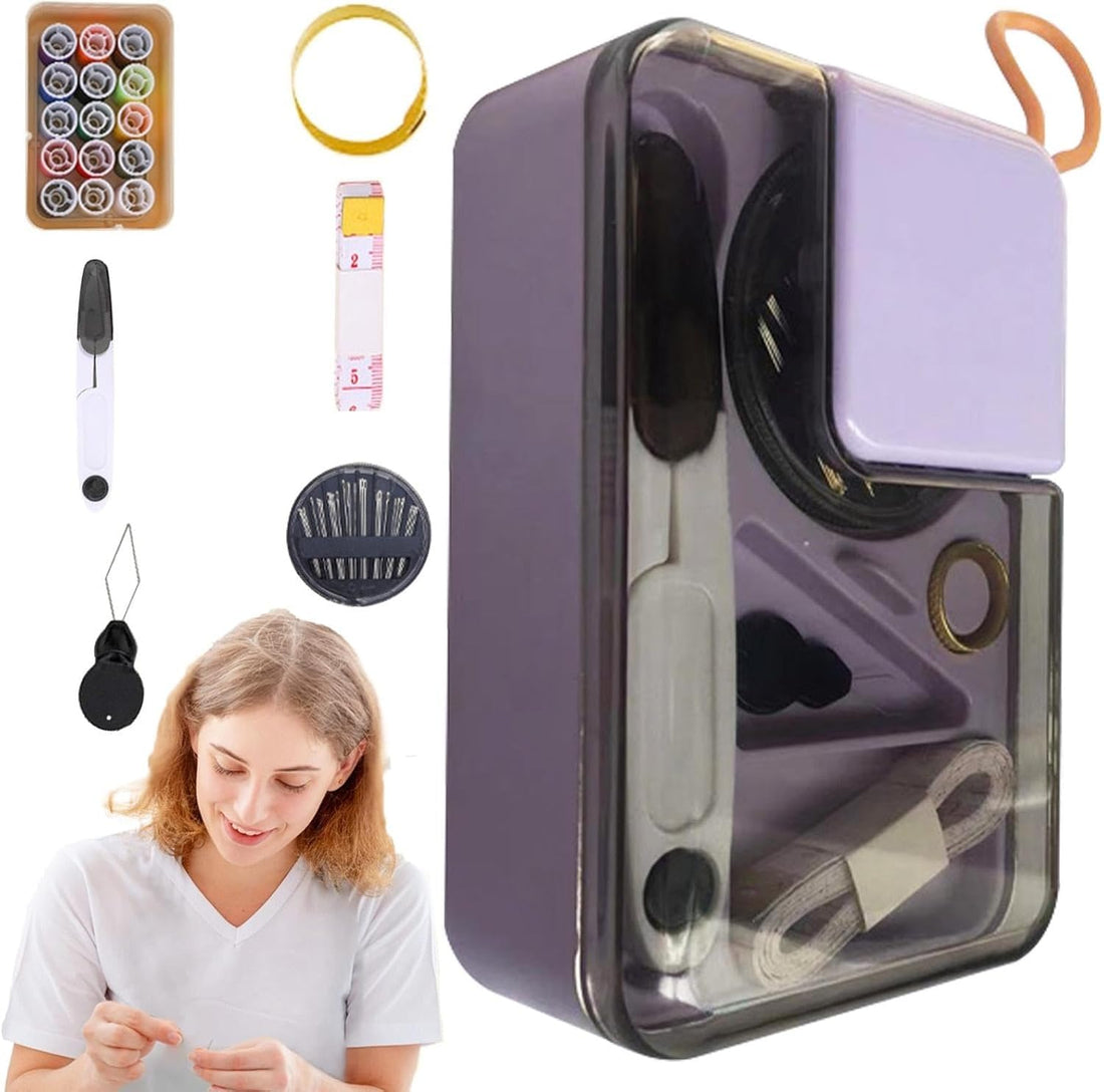 Sewing Storage Box - 2 Layer Portable Travel with Accessories | Compact Tool Box for Sewing Tools, Crafts Case, Storage Organizer