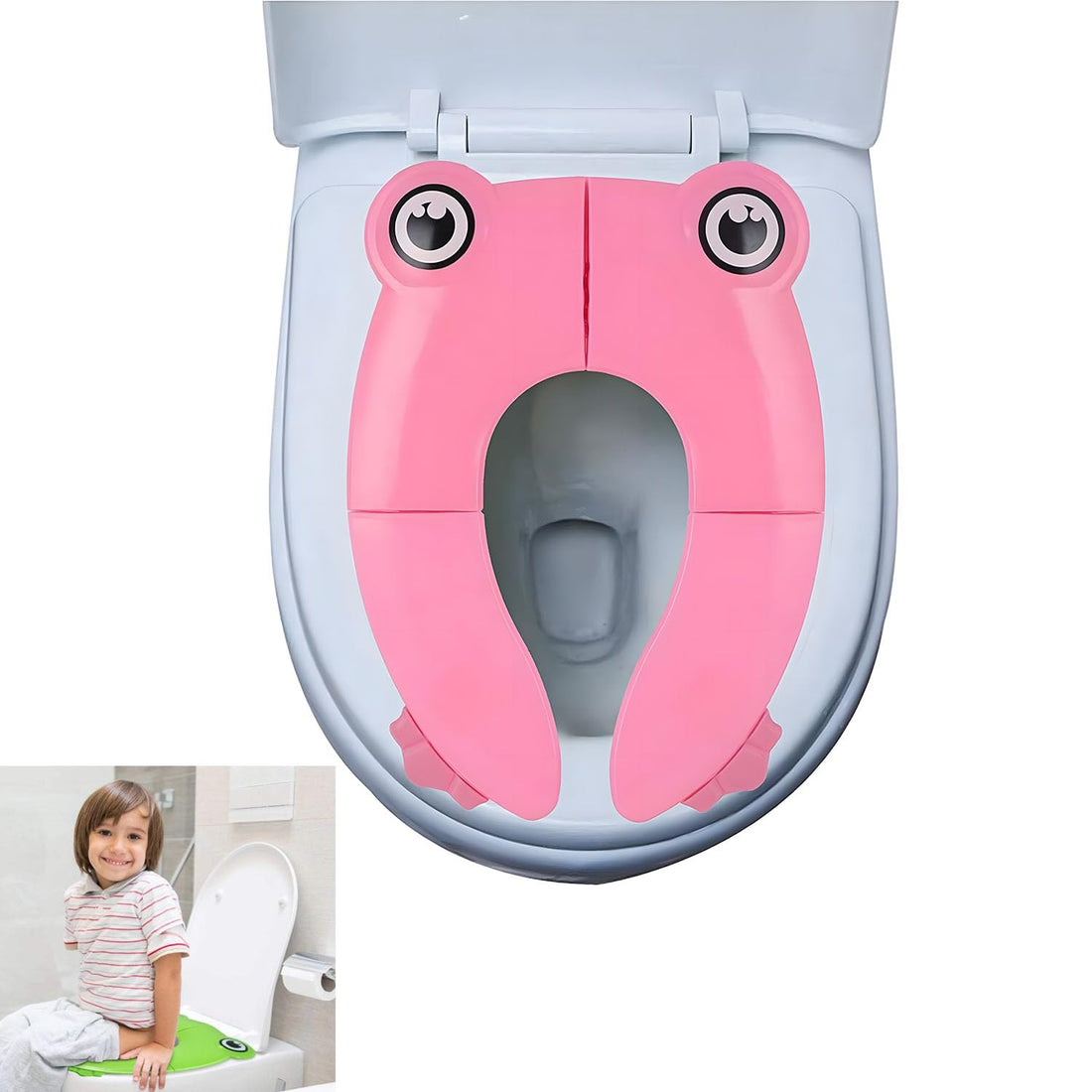 Aputue Kids Toilet Seat Cover, Portable Large Non Slip Silicone Pads, Foldable Potty Training Seat for Toddlers Kids Boys and Girls, No-gap Design Recyclable Potty Seat Cover for Travel