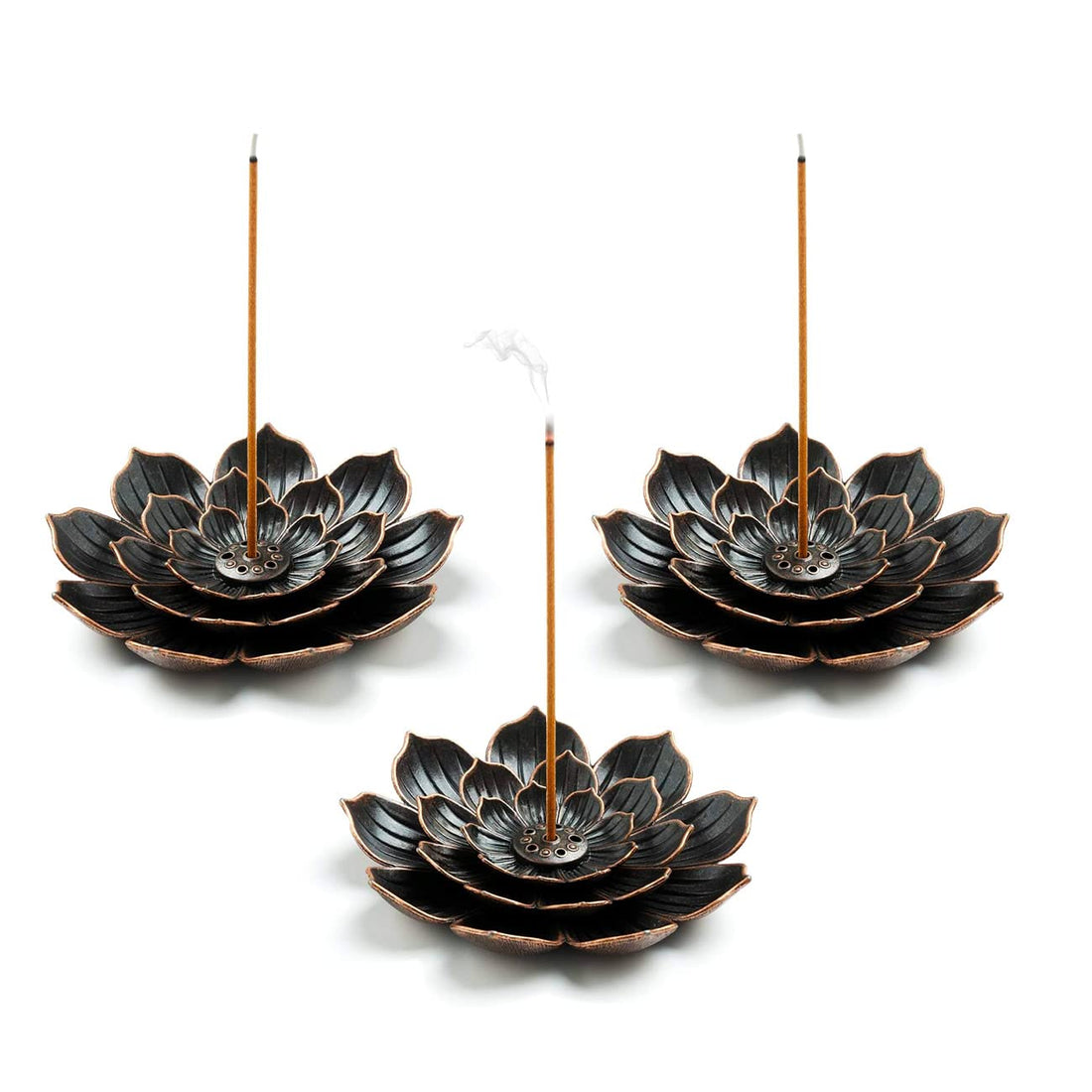3 Pcs Brass Lotus Incense Holder Incense Holder, Removable Grey Catcher Portable Incense Holder, Incense Stick Burner, Zen Decoration