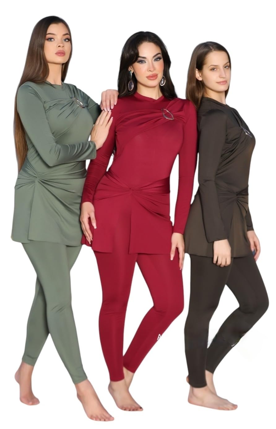 Stylish Islamic Swimsuit (Burkini) - 3 Piece Set With Modern Design And High Quality Material - Attractive Colors