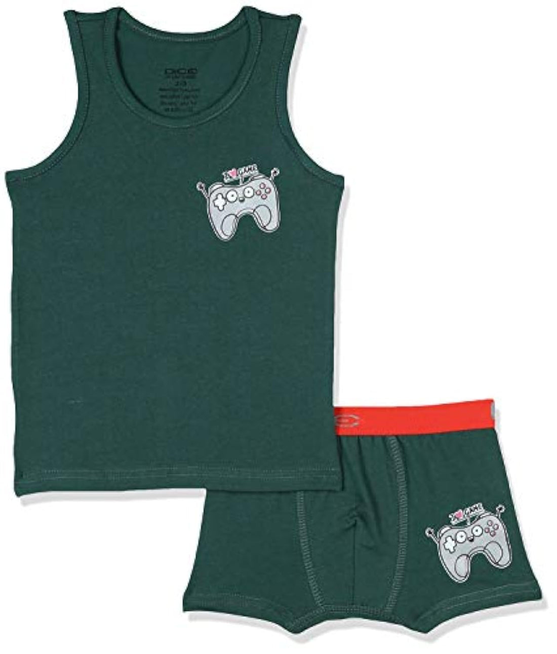 Dice boys Tank Top with different prints and Boxer Shorts Underwear Set (pack of 2)