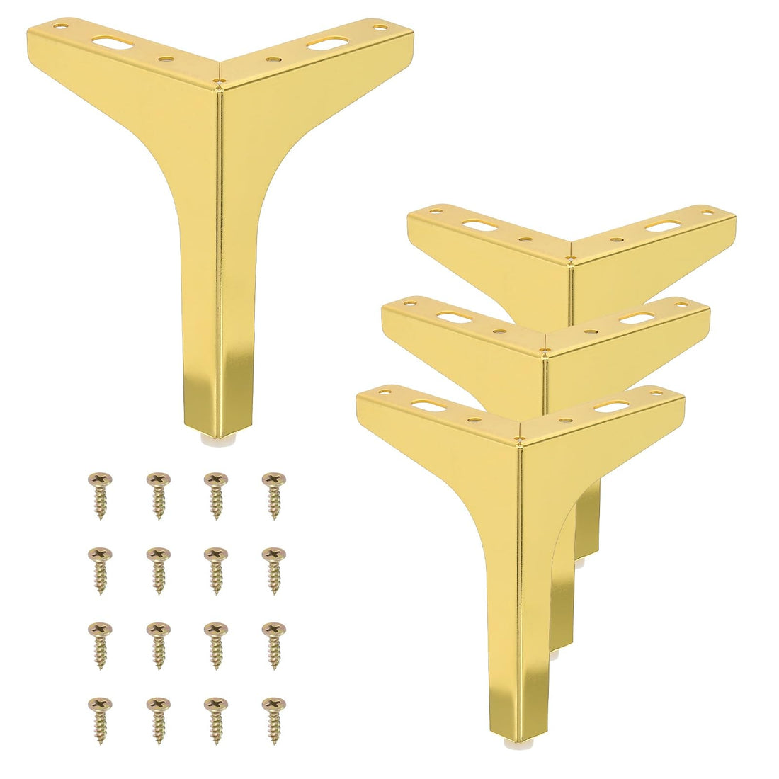 PATIKIL 15cm / 6 Inch Metal Furniture Legs, 4 Pcs Modern Triangle Furniture Feet Couch Legs DIY Replacement for Table Chair Cabinet Cupboard Sofa, Gold