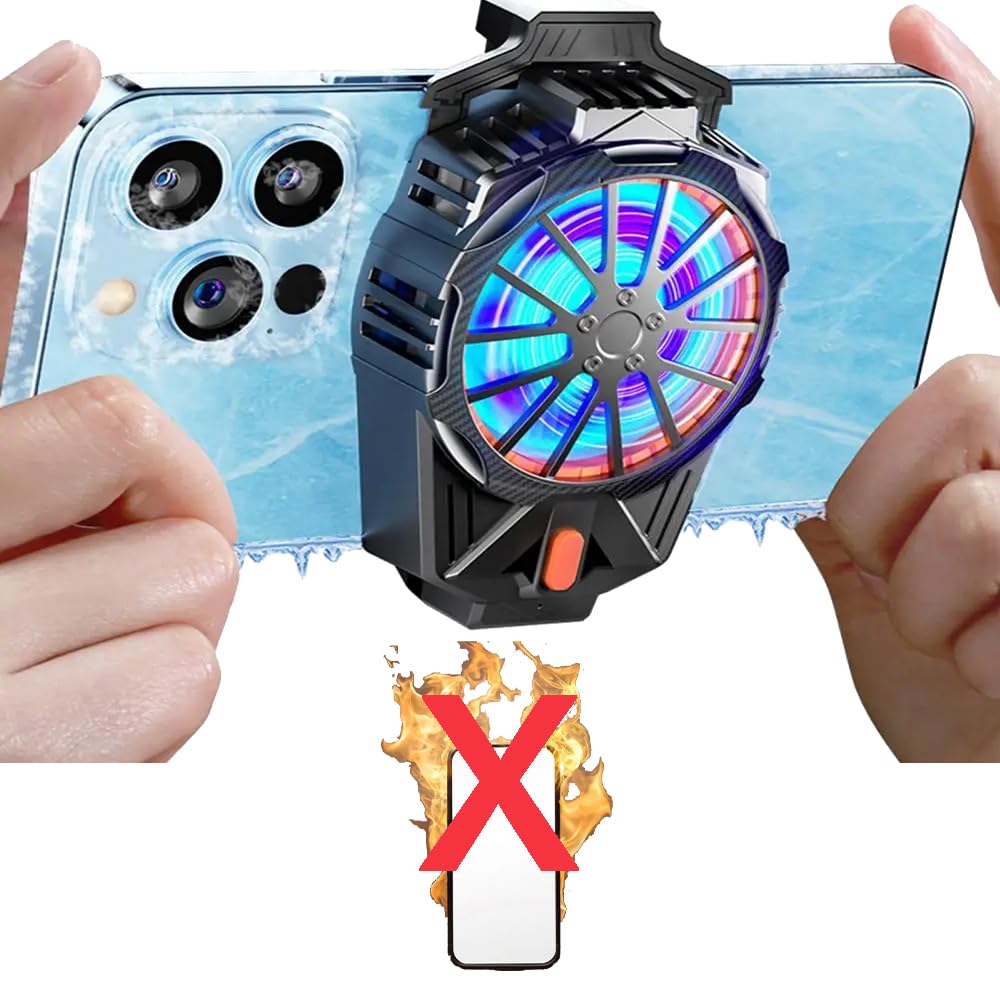 Mobile Cooler Gaming Fan Phone Cooler Plug and Play Cooling Pad Mobile Cooling Fan for Gaming Accessories iPhone and Android Compatible Portable Cooler for Cool Down & Smooth Gaming Experience