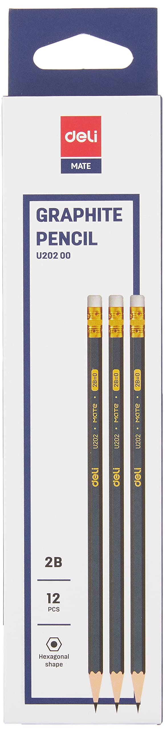 Deli u20000 matte graphite hb pencil with eraser - 12 pieces - dark grey