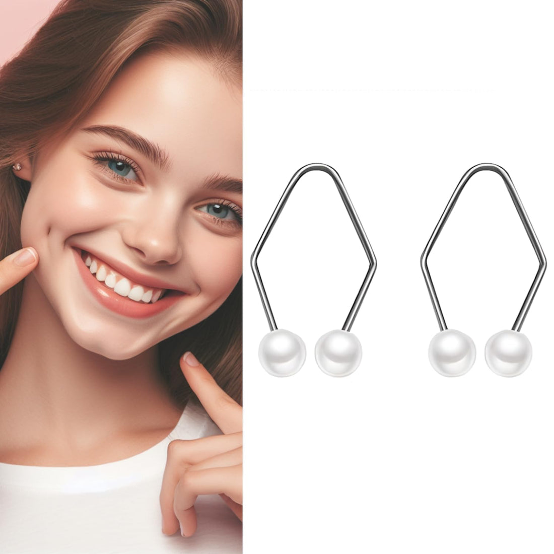 2 Pcs Dimple Makers, Dimple Trainer for the Face, Dimple Maker for Cheeks, Smile Exerciser, Smile Makers, Develop Natural Dimples, Easy to Wear, Easy to Use (White)