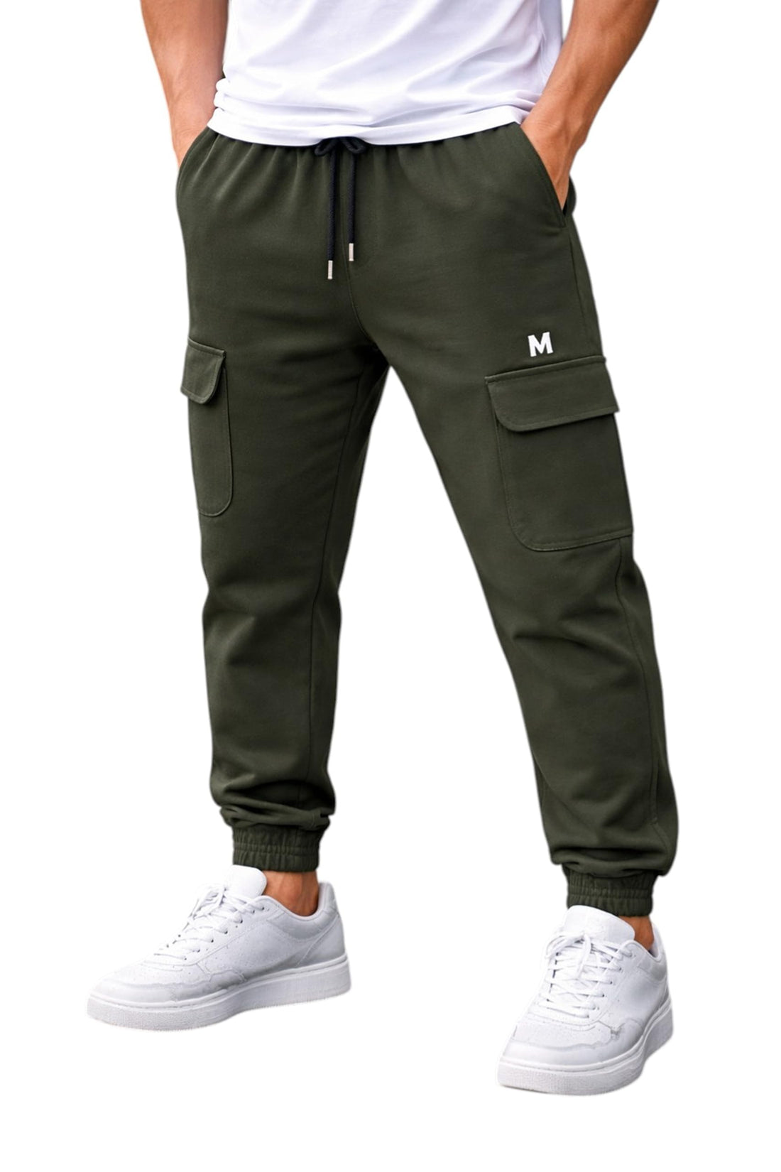 Miza Men's Soft Cargo Shorts, Side Pockets, Knee Pocket and Back Pocket, Imported Puffer Printed Ribber, Casual Outwear
