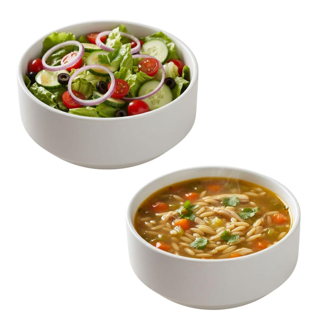Plastic Soup and Salad Bowls, White, 2 Pieces volura