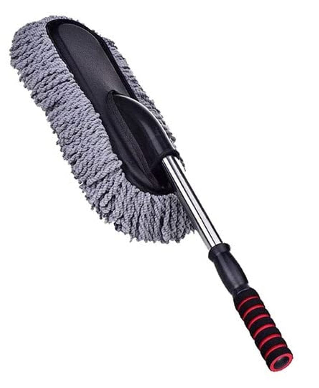 BROGBUS Microfiber Exterior Interior Car Cleaning Duster with Long Retractable Handle to Trap Dust and Pollen for Car Bike (Grey,Blue)