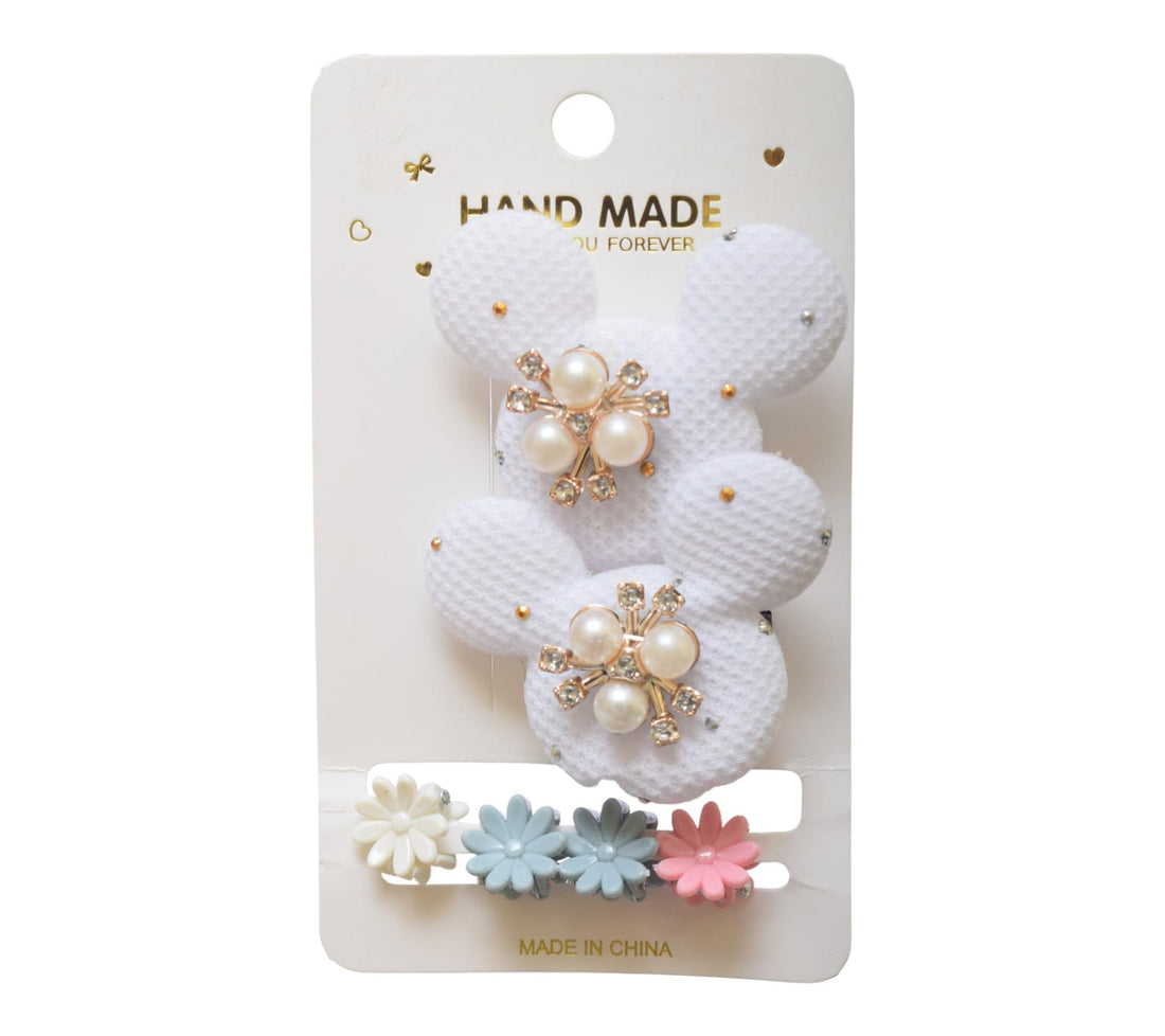 Daphne 2 Pieces Teddy Bear Shape Hair Ties - White