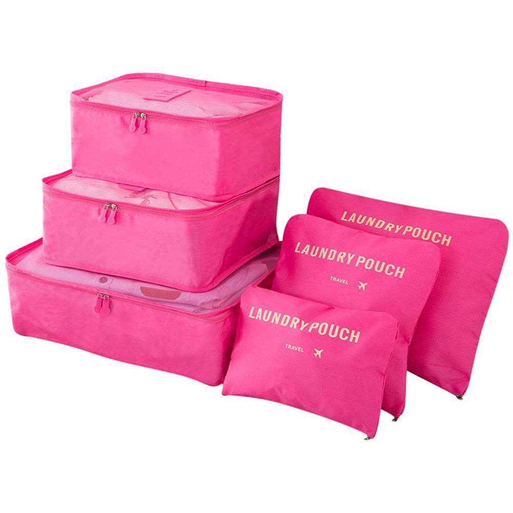 GHANU Suitcase Organiser Packing Bags 6 Pieces Clothes Bags Packing Cube Luggage Storage Bags 3 Packing Cubes + 3 Suitcase Organiser, Multi, L