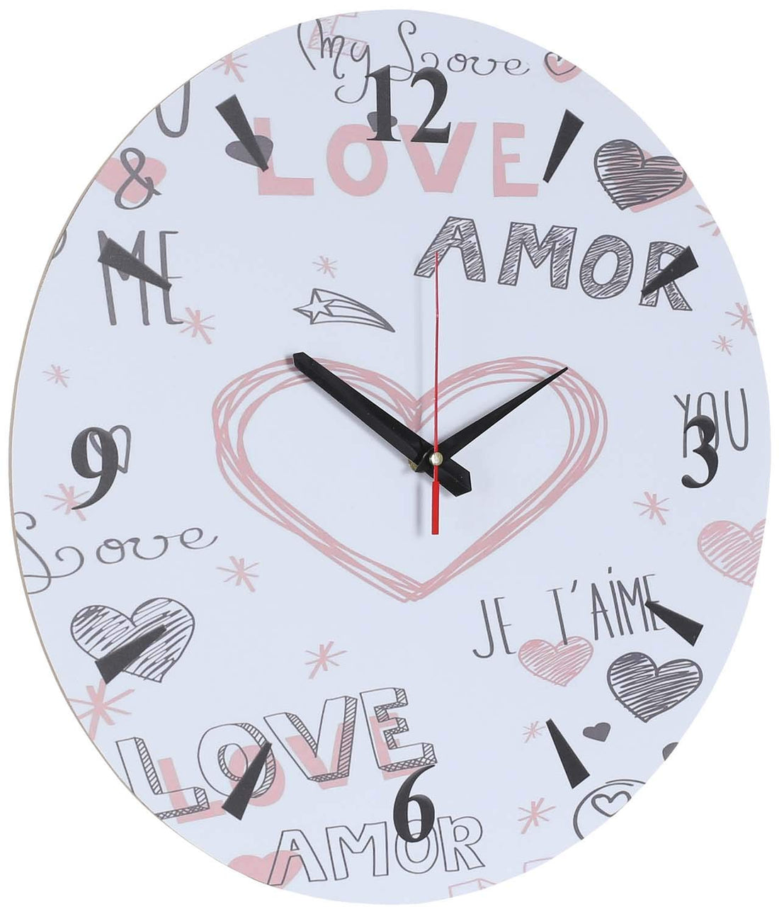 Love Shape Wooden Round Analog Wall Watch - 40 cm