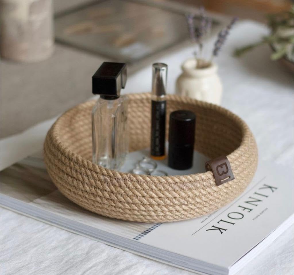 Woven It -Handmade Jute Organizer Tray, 20cm x 7cm can be used in Kitchen, toilet, living room, dining room, kids room, bed room, indoor & outdoor.