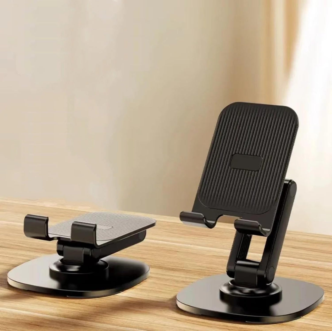 Quality Valley 360° Rotating Cell Phone Stand for Desk, Adjustable Foldable Phone Holder, 360 Swivel Mobile Stand Fit for iPhone 15 14 13 12 11 Pro Max and All Smart Phones, Black (QV902)