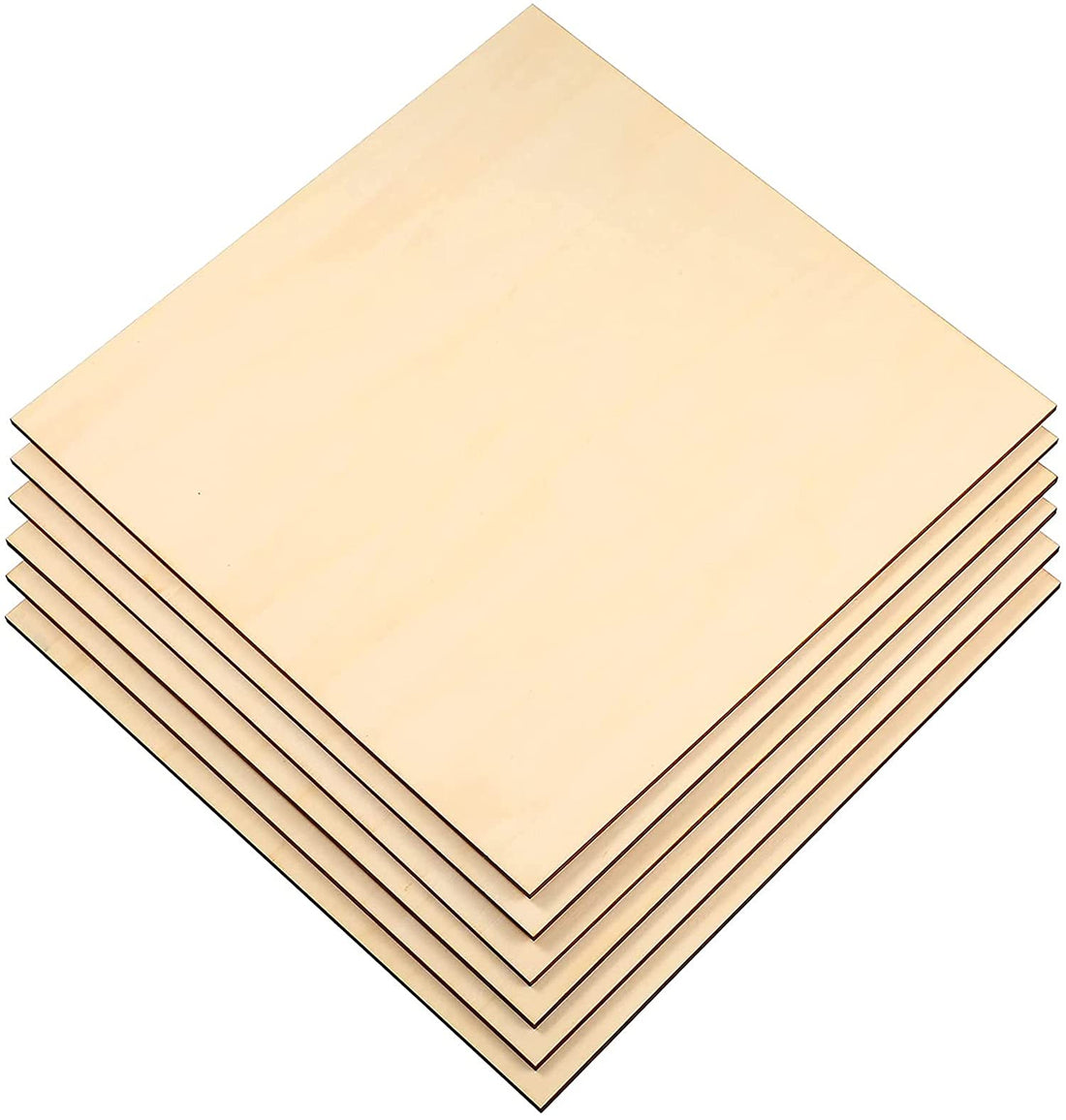 DELFINO Unfinished Square Blank Wood Pieces Square Wood Pieces Wooden Square Cutouts for DIY Crafts, Coasters, Pyrography, Painting, Photo Props and Decorations 6 Pieces, 25 * 25 * 0.3cm