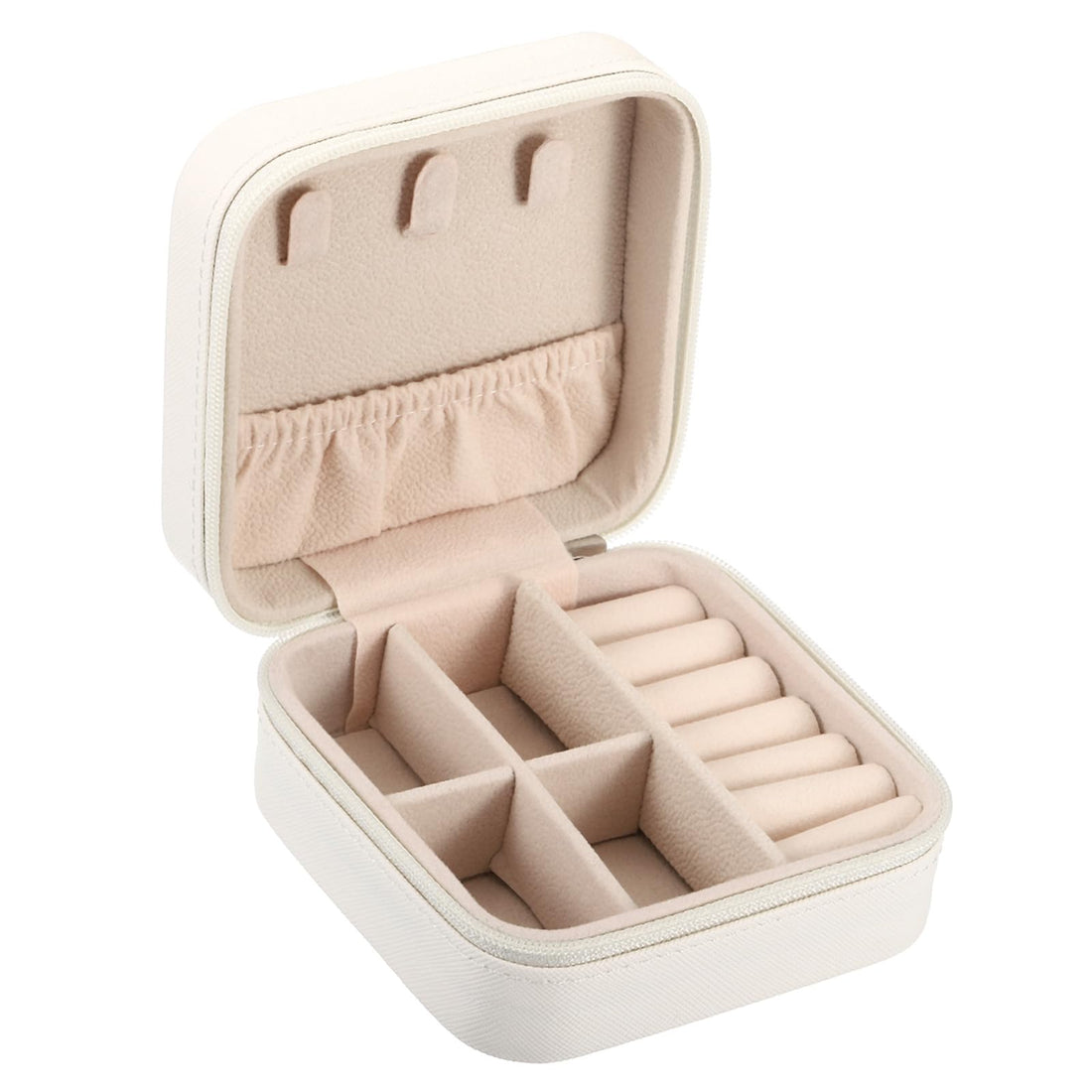 PATIKIL Travel Jewelry Case, Small Jewelry Organizer Portable Mini Jewelry Box to Store Rings Earrings Necklaces Bracelets for Women Gifts, White
