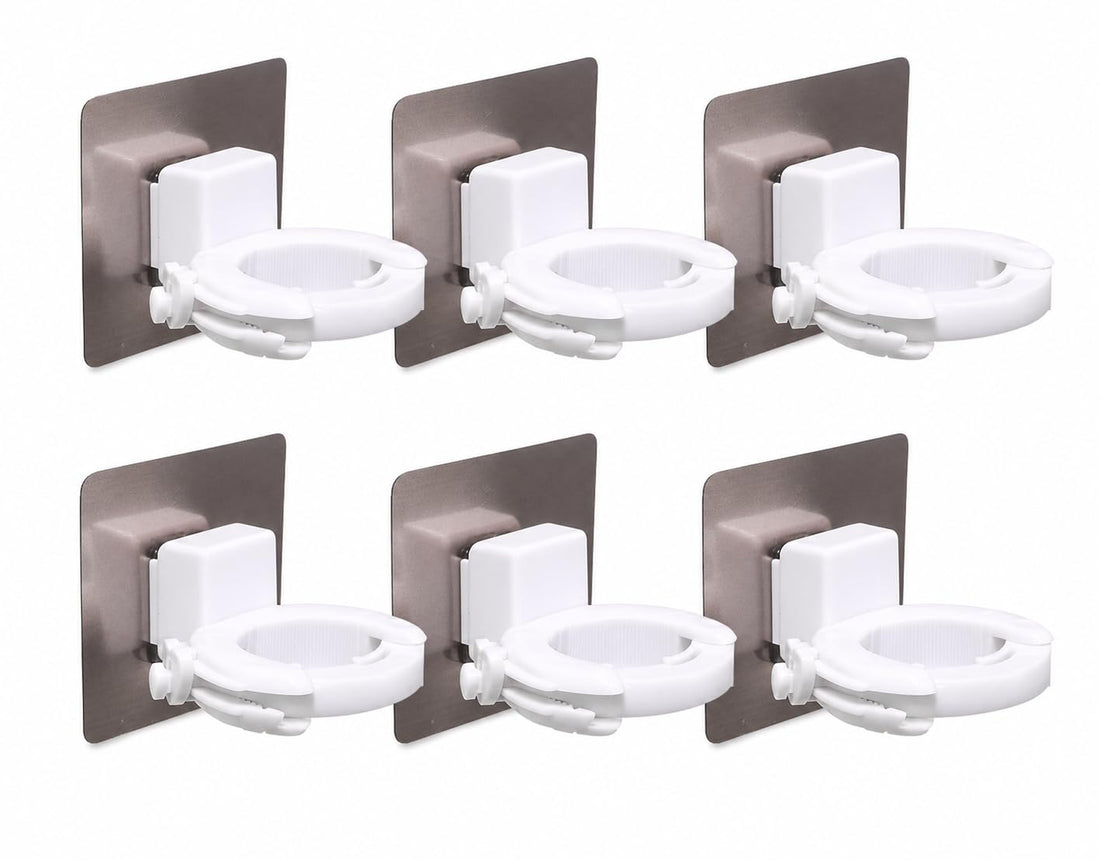 Wall Mounted Bottle Holder for Shampoo & Liquid Soap, Strong Adhesive No Drill Dispenser Rack, Waterproof Bathroom & Kitchen Organizer for Shower Gel, Dish Soap & Sanitizer Storage (6 Pieces)
