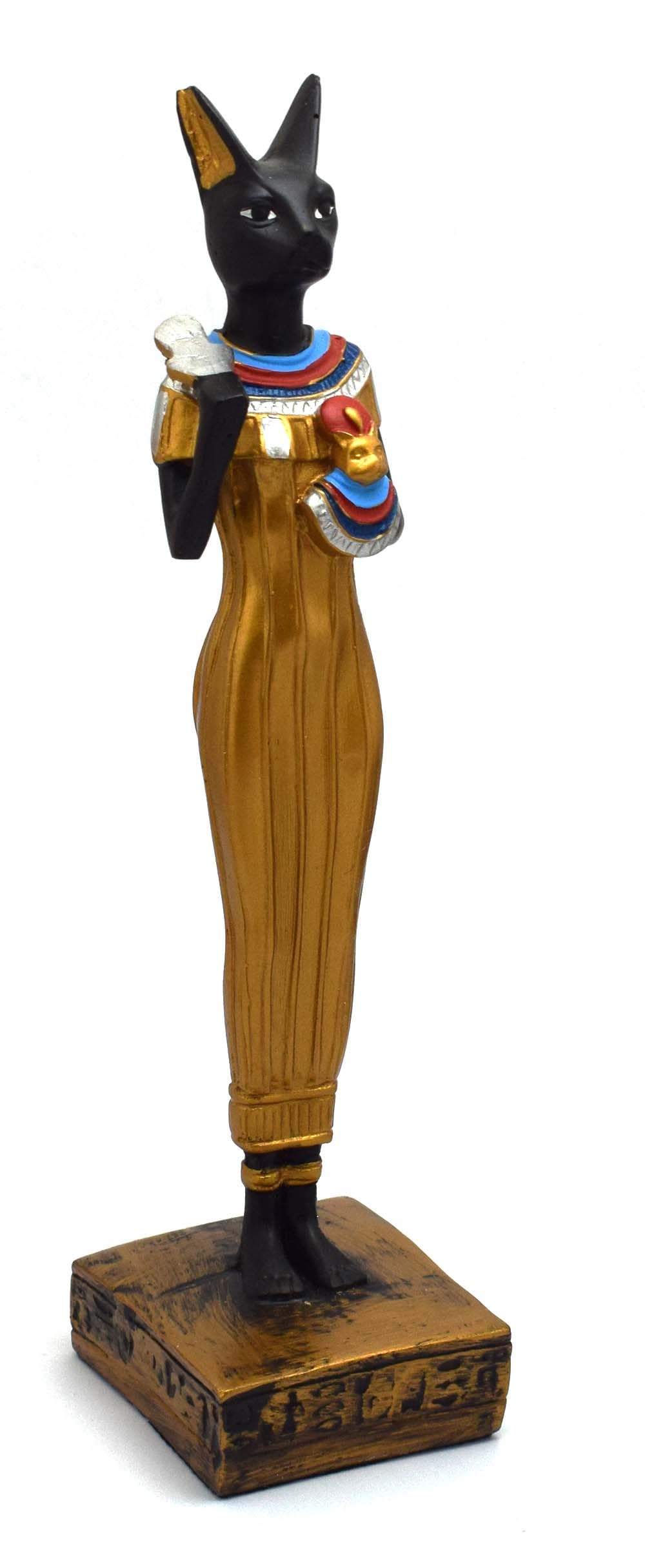 immatgar pharaonic Decorative Egyptian Long Egyptian Cat Bastet Statue ancient Egyptian souvenirs gifts handmade Home decor collectibles Sculptures (Golden - 23 cm Long)