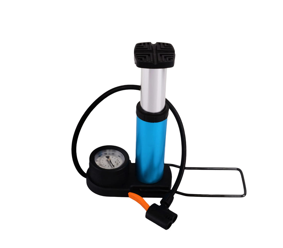 Rockeis-74 Iron Bicycle Tire Pump with Air Pressure Gauge - Black