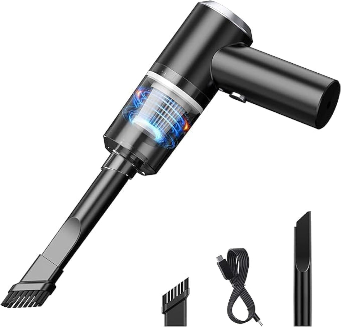 USHOP Y 2 in 1 Powerful Suction Rechargeable Handheld Car Vacuum Cleaner, Cordless for Home, Office, Black