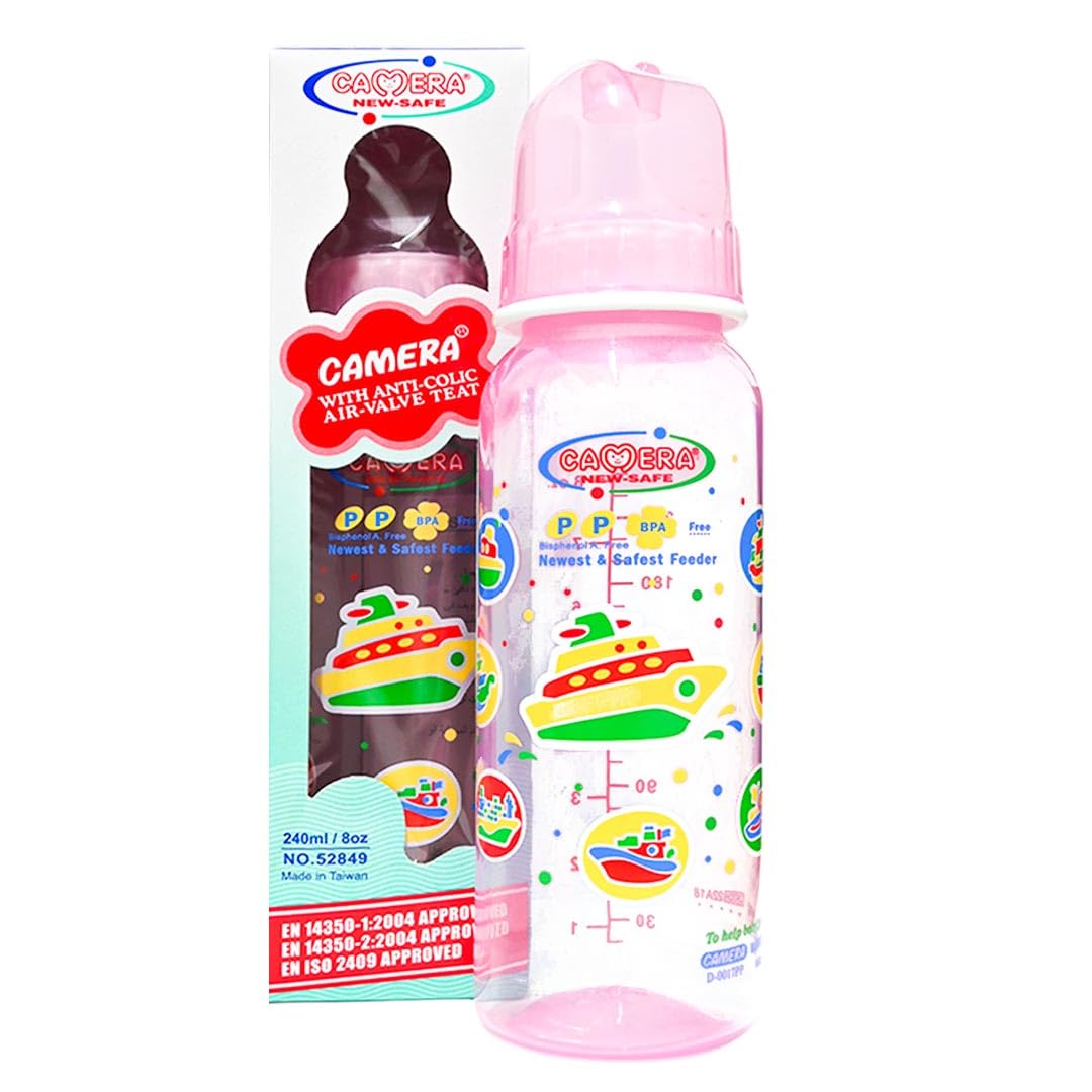 Camera Fedeer PP Plastic Baby Feeding Bottles, 52849, 240ml, Pink