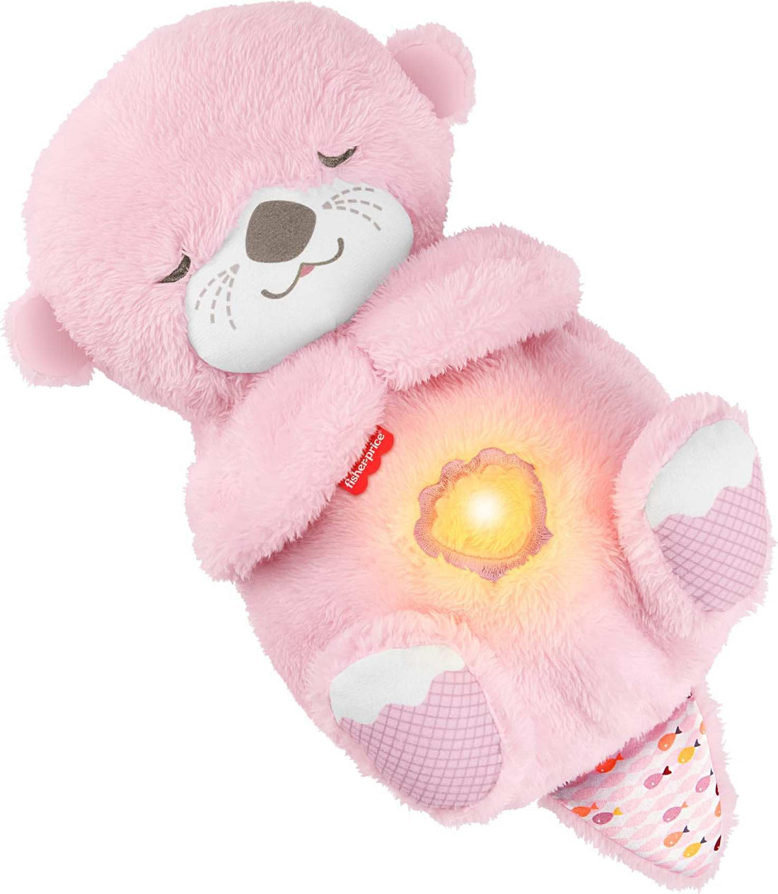 Fisher-Price Baby Toy Slumber Otter, Portable Pink Plush Music Box with Breathing Motions and Lights for Newborns from 0 Months JLJ33