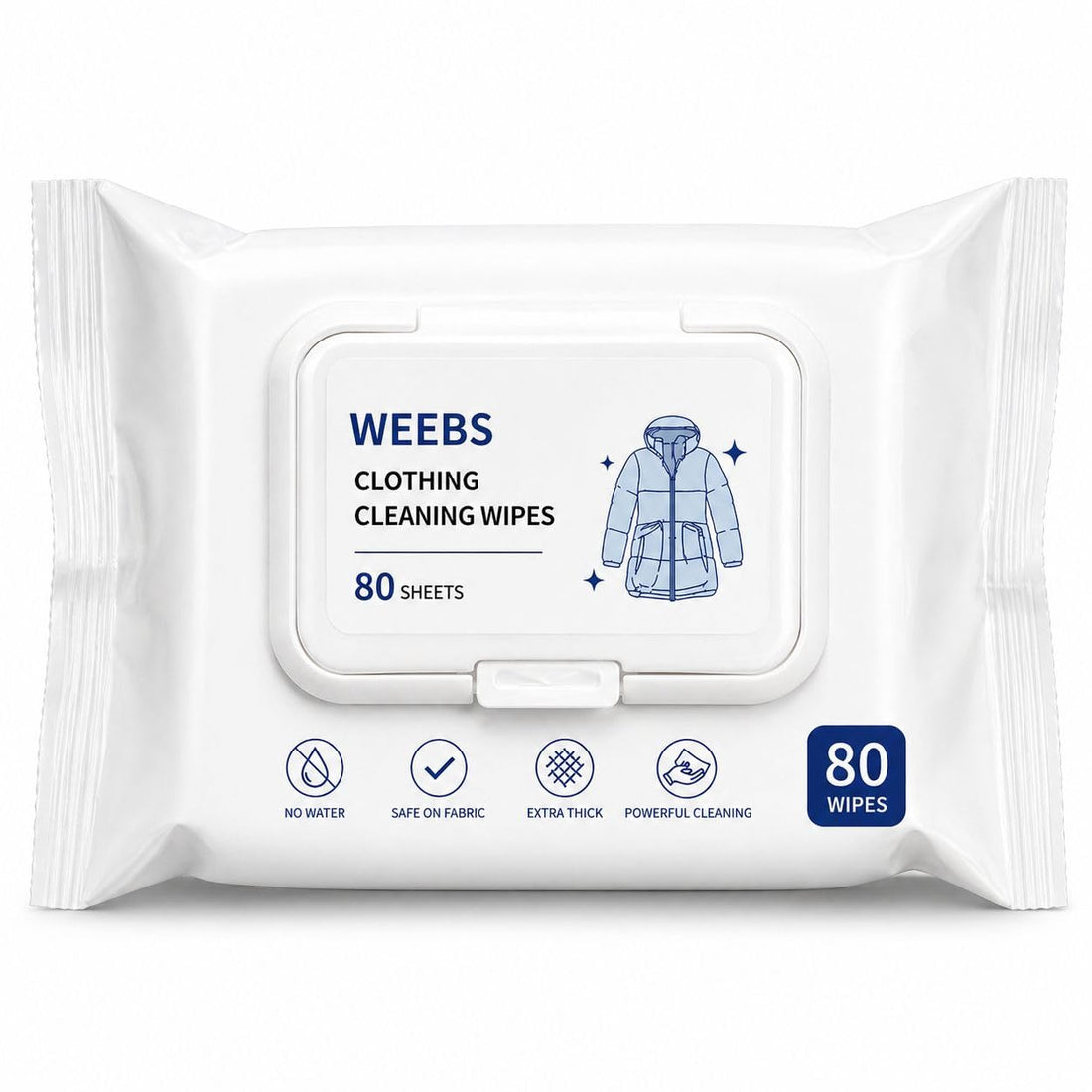 Instant Clothes Cleaning Wipes 80 Count – Clothes Cleaning Wipes | Quick Dry & No Wash | Ideal for Jackets & Travel (2 Pack)