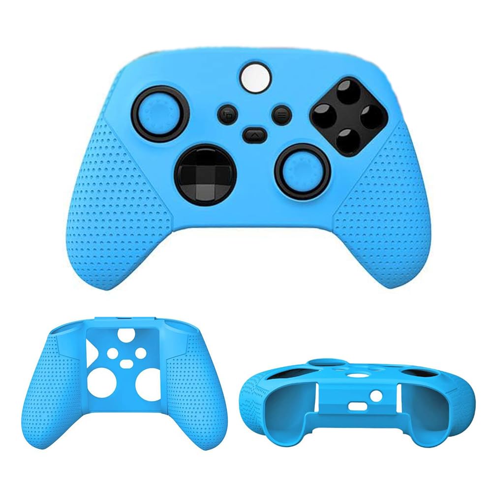 Silicone Sleeve for Xbox Series S/X Gamepad, Soft Protective Grip Jacket with Sweat Resistant Anti Slip, Console Gaming Accessory for Home Use, Thumb Caps, 1 Pack (Blue)