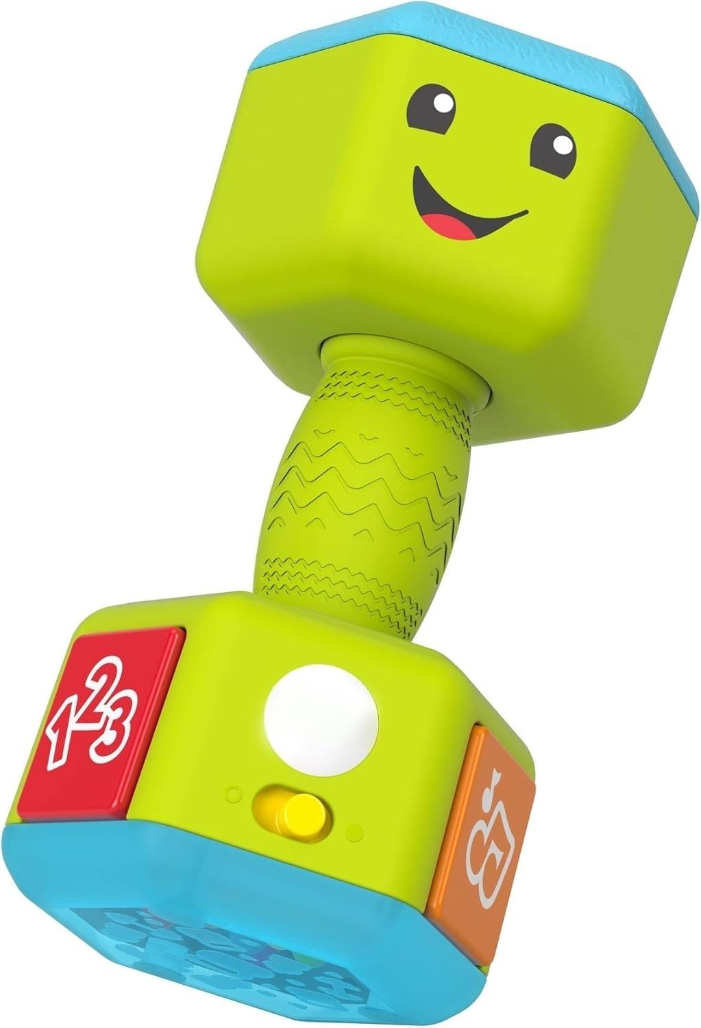 Learn Count & Curl Dumbbell - Educational Baby Rattle with Music, Lights, and Learning Songs - Fitness-Themed Sensory Toy for Infants & Toddlers