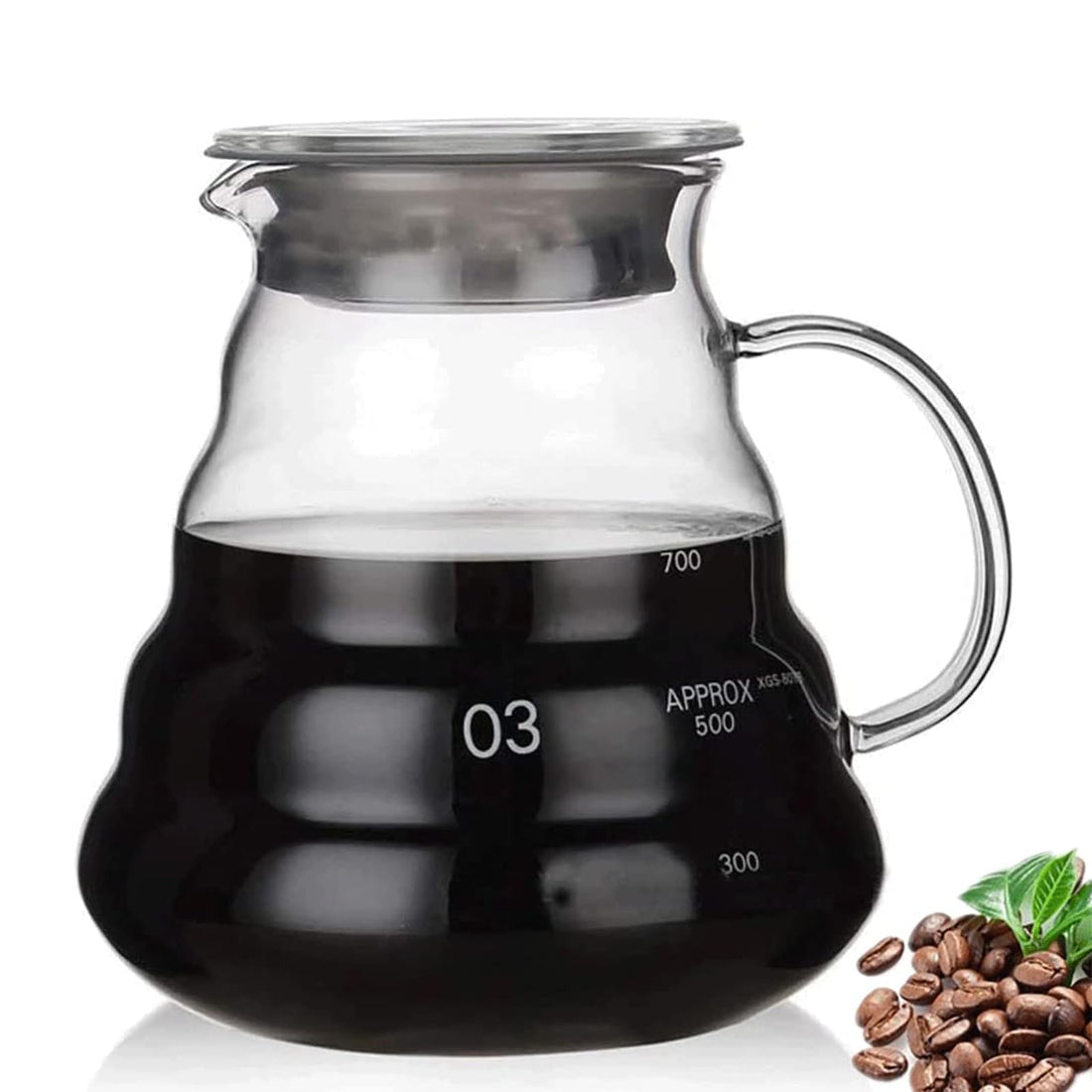 Arabest Heat Resistant Glass Hand Drip Coffee Pot, Coffee Server Kettle Coffee Maker Teapot, Clear Glass Range Standard Coffee Server (800ML)