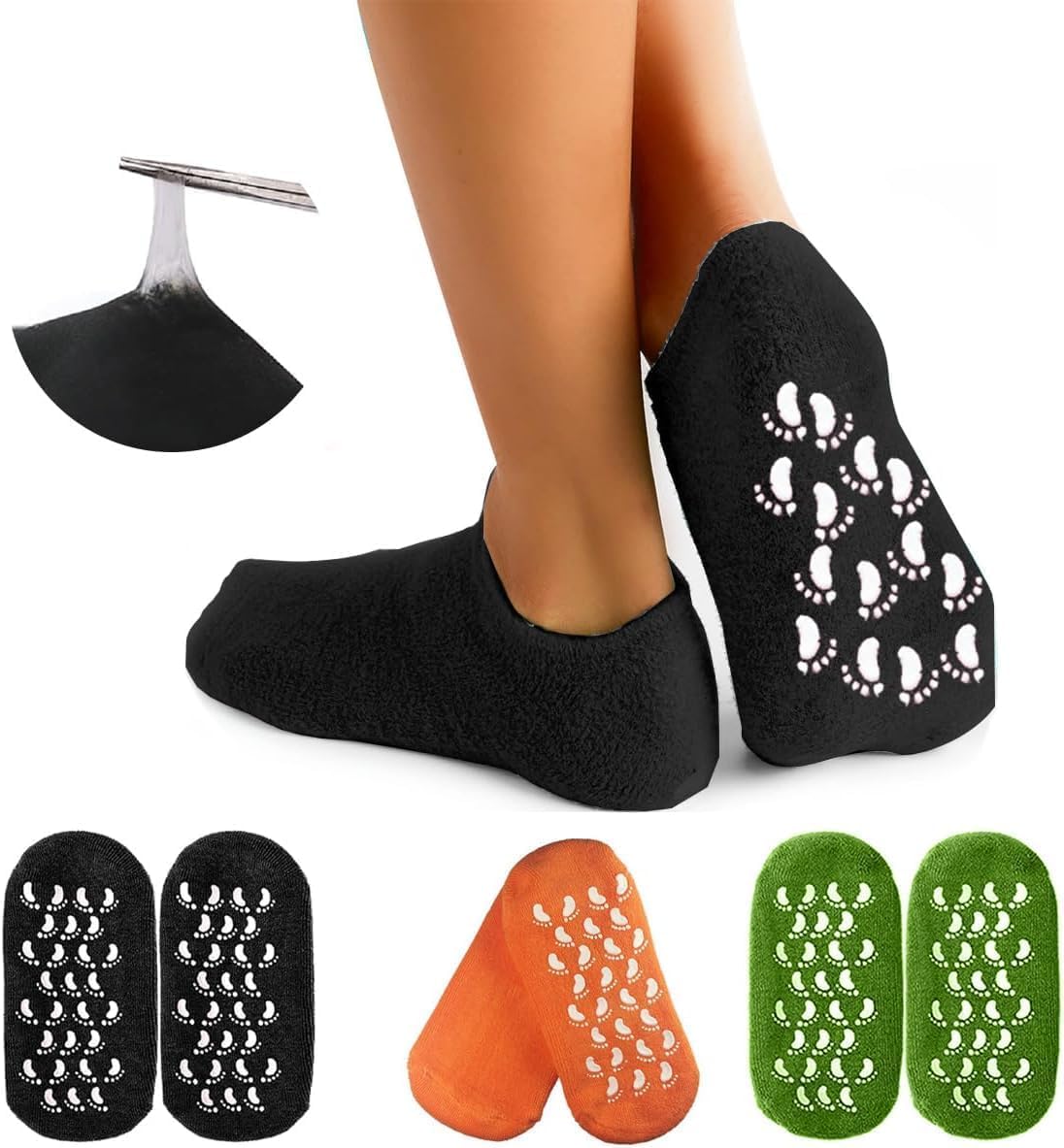 Moisturizing Gel Socks - Silicone Foot Mask for Cracked Heels, Deep Hydration Repair, Spa Treatment at Home, Soft Foot Care Socks for Dry Feet, Reusable Gel Socks (Blue)
