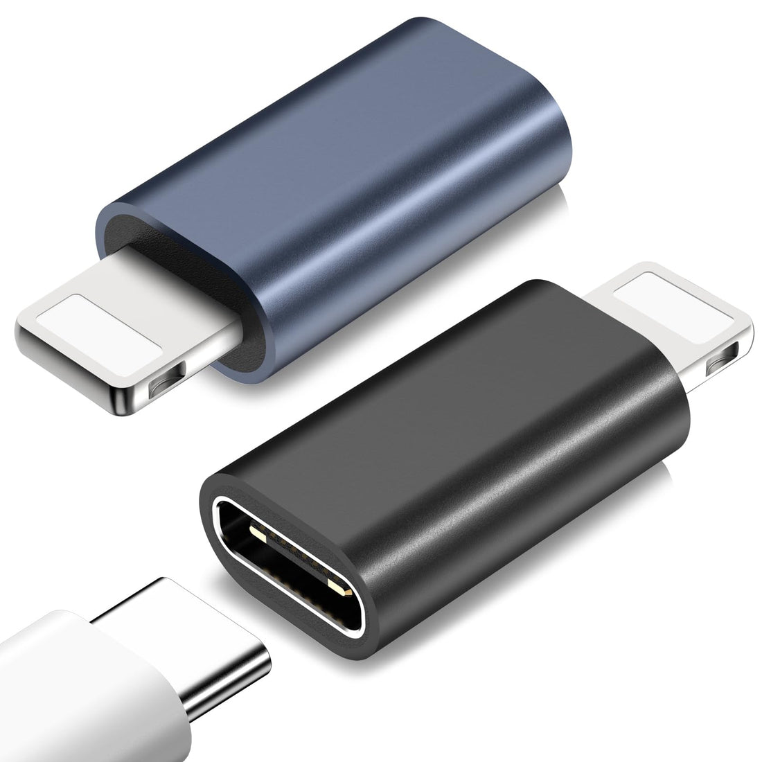 USB C to Lightning Adapter-2 Pack USB C Female to Lightning Male Adapter, 27W PD Fast Charging for iPhone 14/13/12/11/XS/XR/SE/Pro Max Ipad Air Mini Type,Support Data Transmission (Black+Blue)