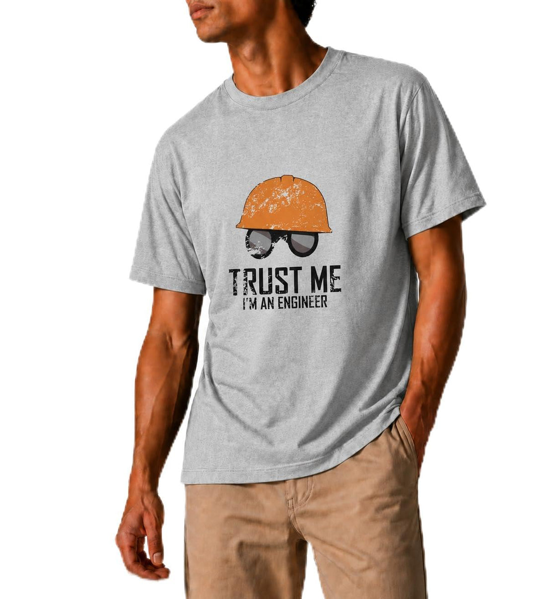 Relax Fit T-shirt – Cotton, 'Trust Me I'm an Engineer Print, Casual Style – Grey