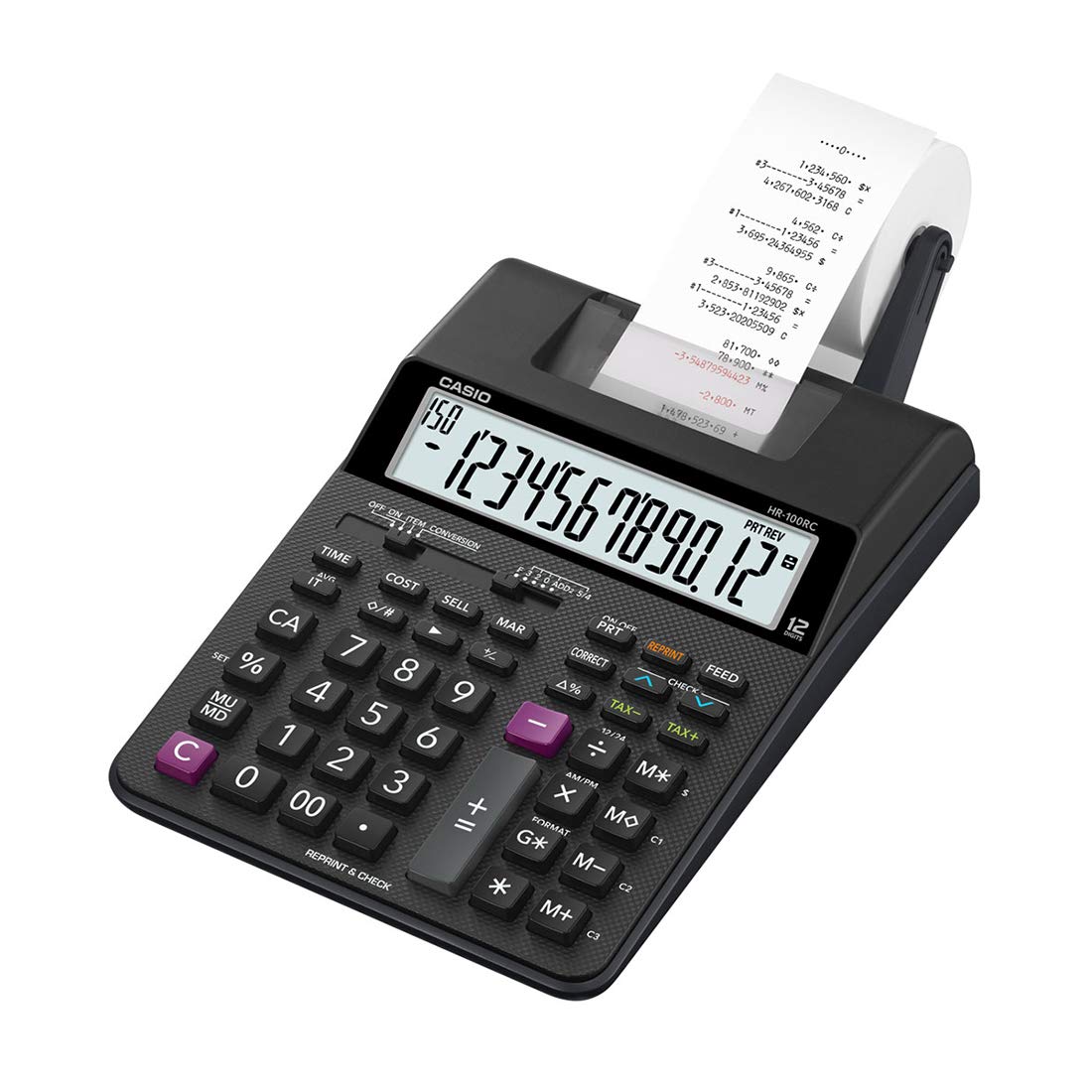 Casio D22 hr-100rc-bk-dc calculator with dr printer - black