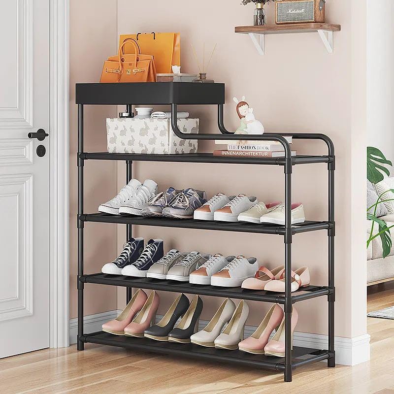 Metal Shoe Storage Rack Shoe Organizer, Shoe Organizer for 12 Shoes, 5-Tier Freestanding Narrow Shoe Rack, Suitable for Closets, Entryways, Apartments and Other Home Organization Supplies